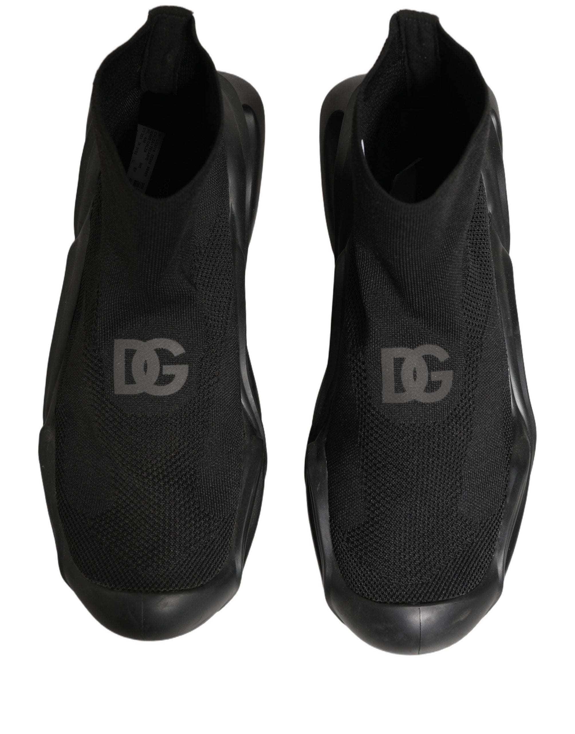 Dolce & Gabbana Black Slip On Wave Socks Men Sneakers Men's Shoes