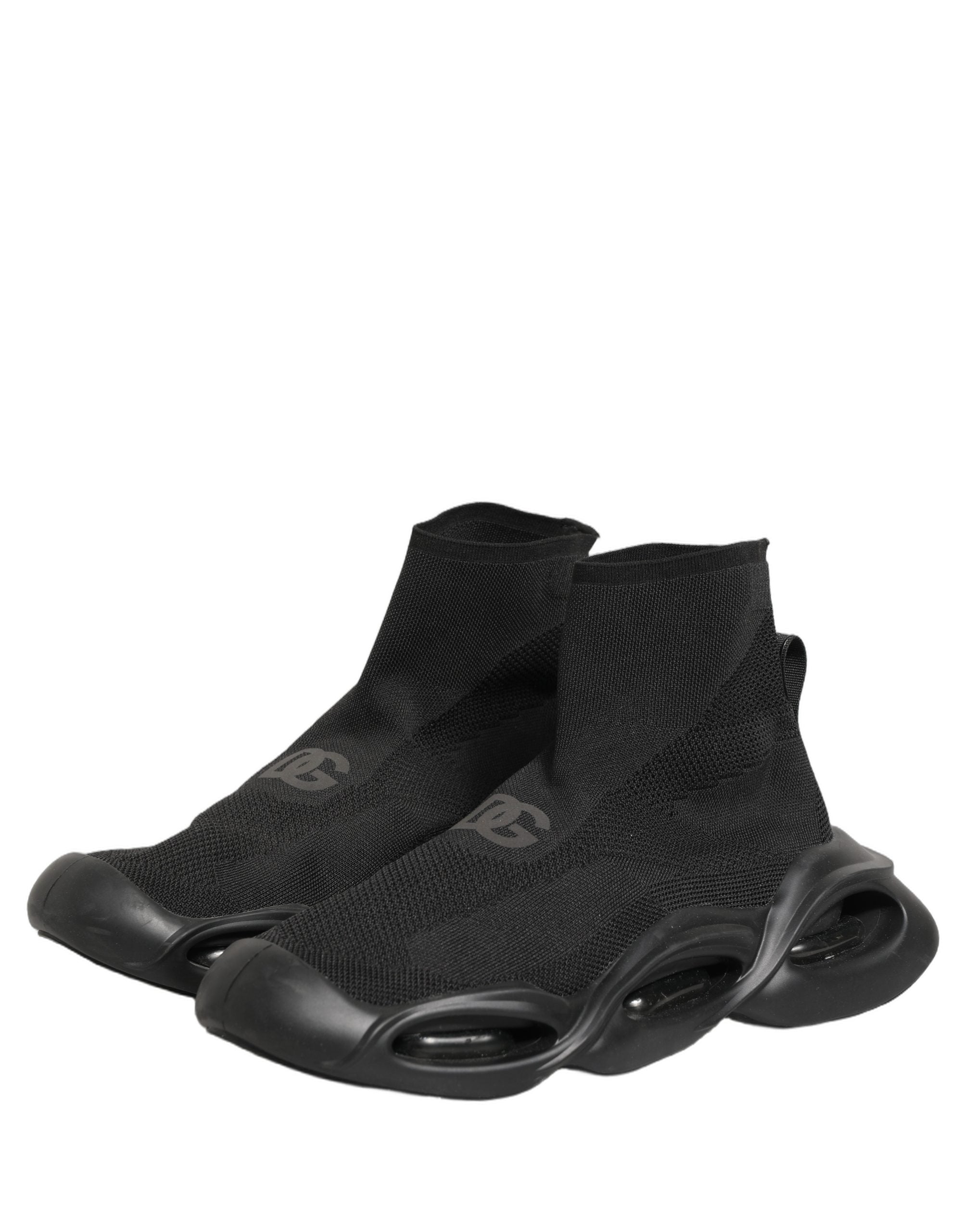 Dolce & Gabbana Black Slip On Wave Socks Men Sneakers Men's Shoes
