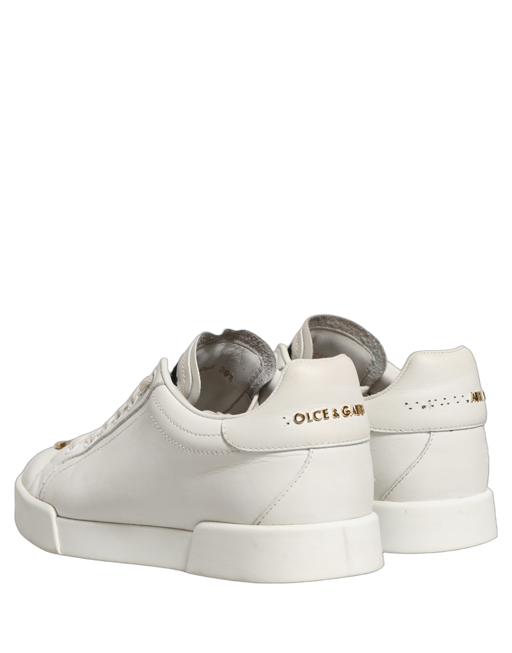 Dolce & Gabbana White Leather Logo Plaque Low Top Sneakers Women's Shoes (Pre-Owned)
