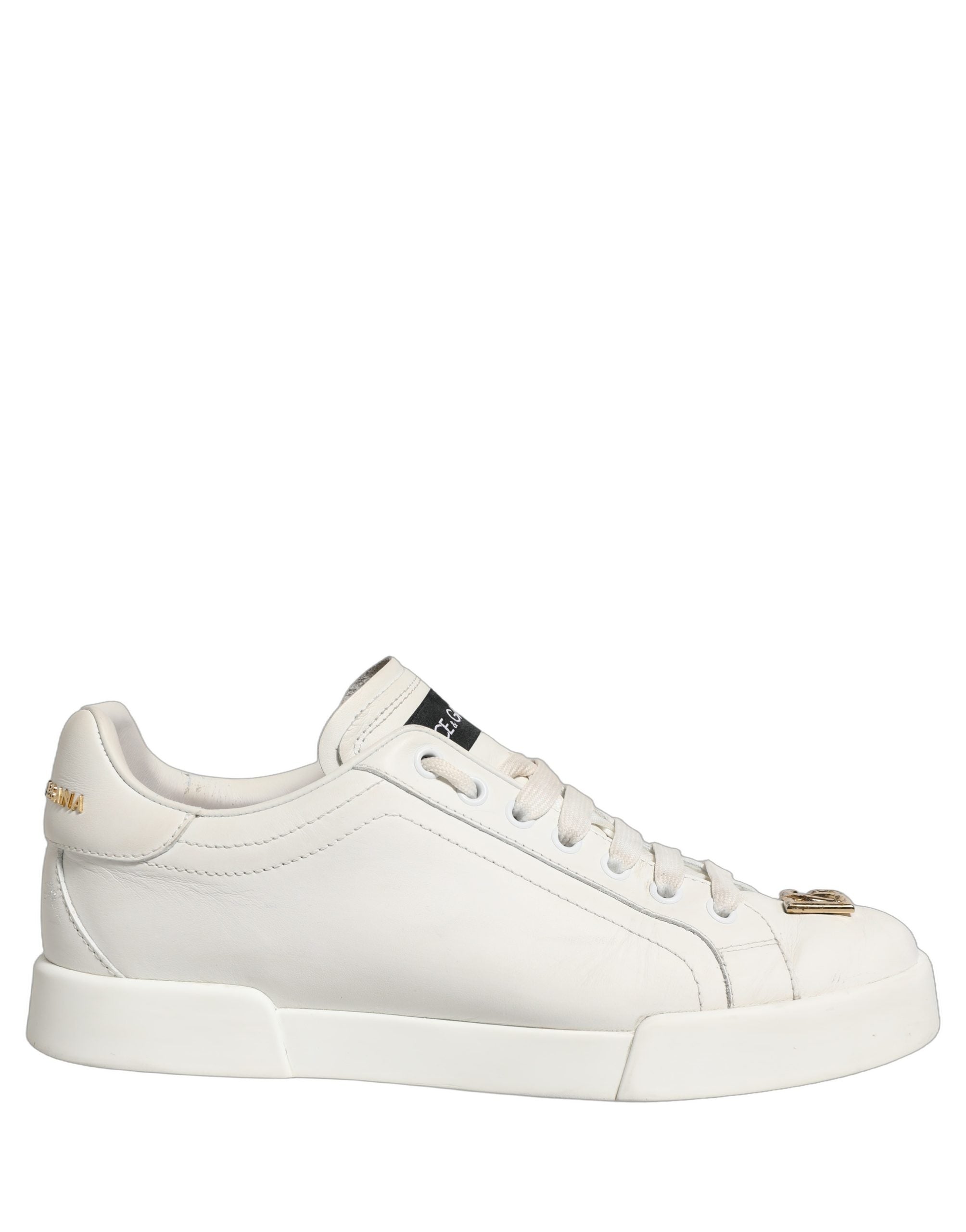 Dolce & Gabbana White Leather Logo Plaque Low Top Sneakers Women's Shoes (Pre-Owned)