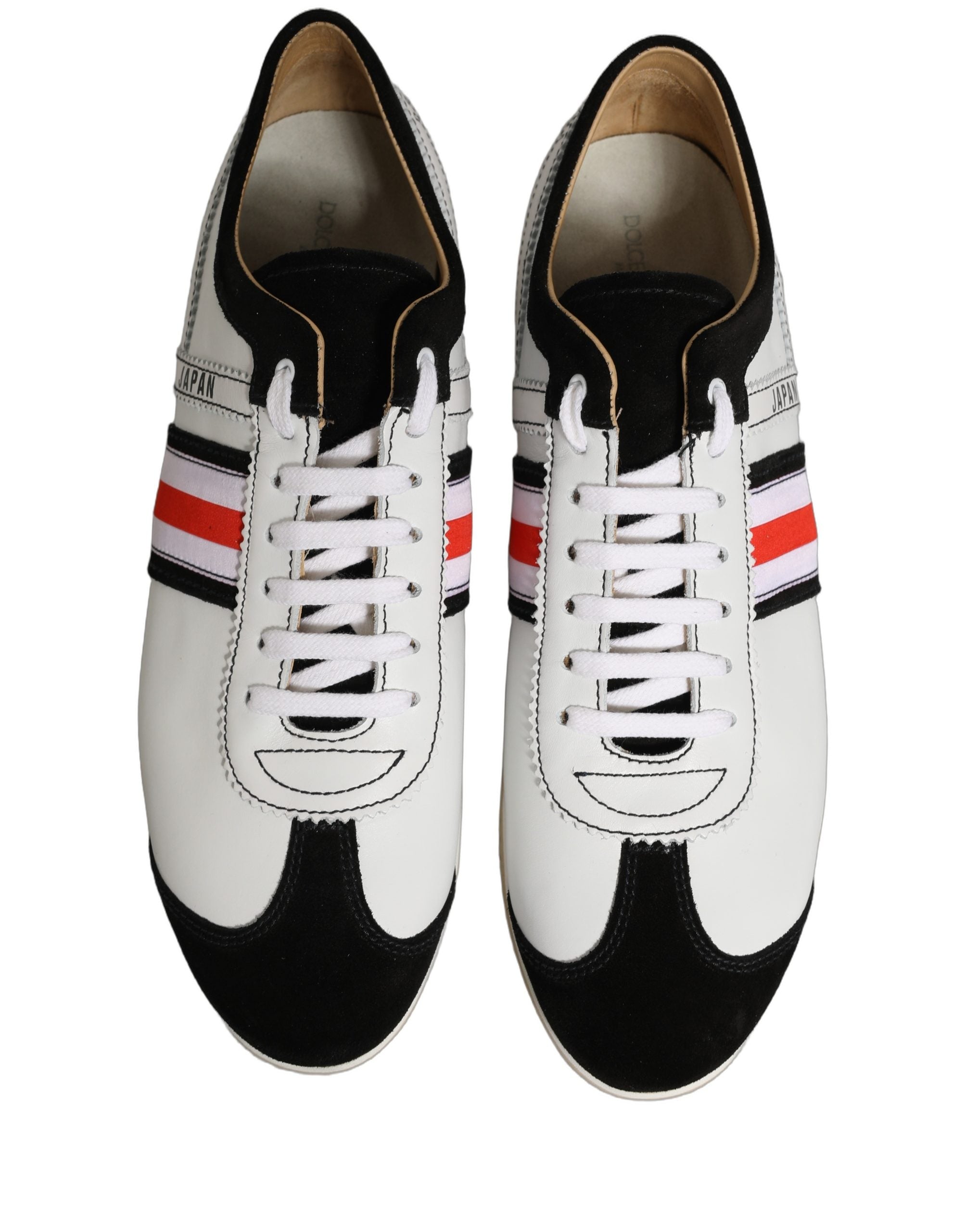 Dolce & Gabbana Black White Leather Suede Low Top Sneakers Women's Shoes