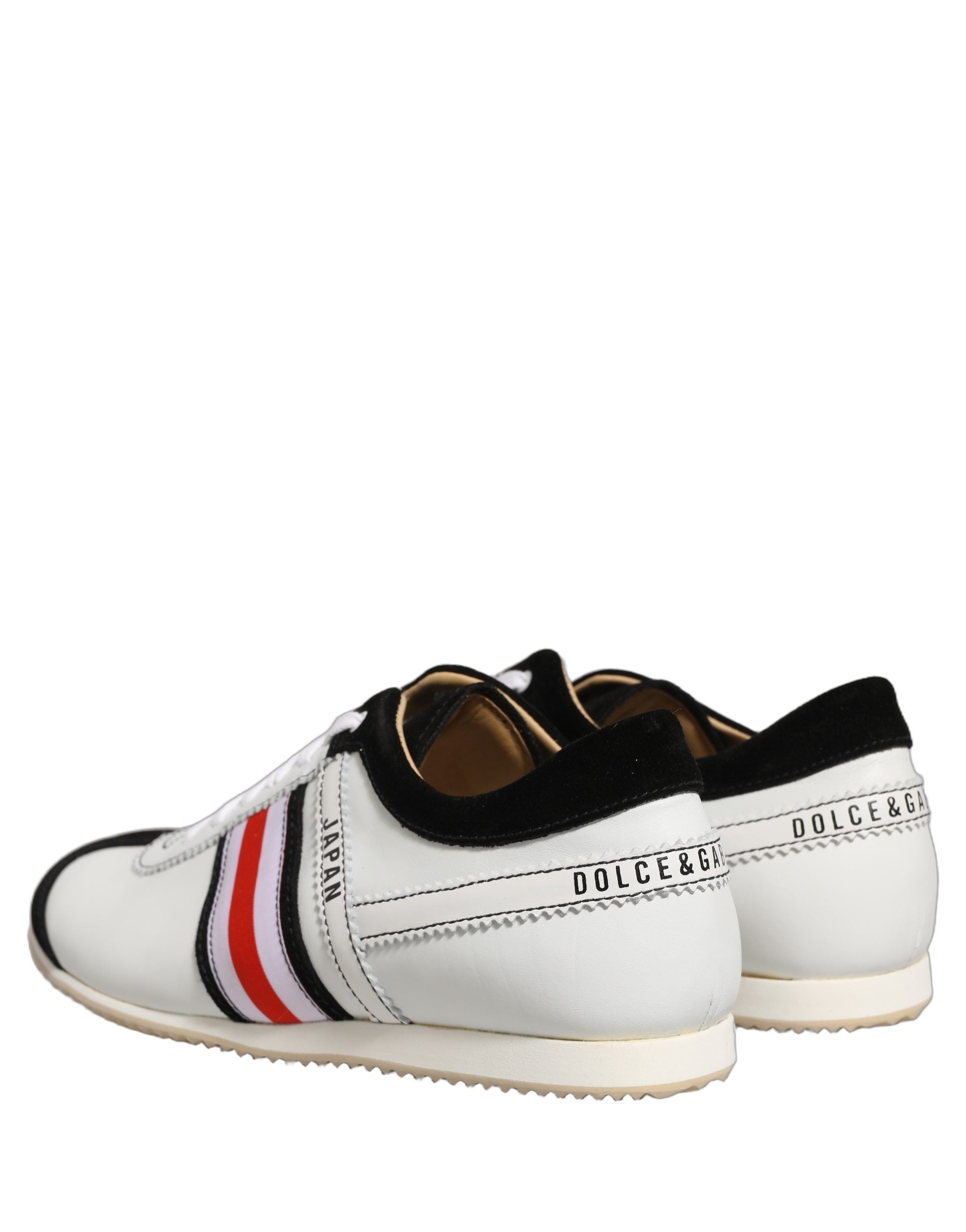 Dolce & Gabbana Black White Leather Suede Low Top Sneakers Women's Shoes