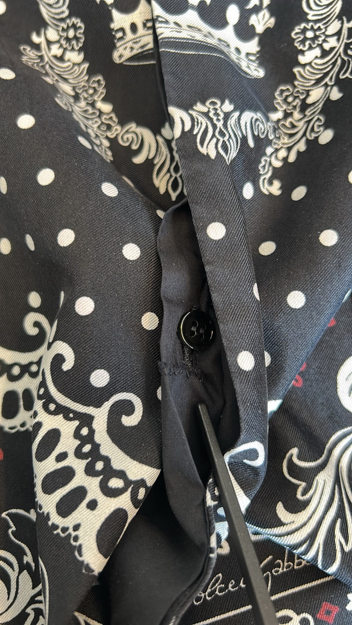 Dolce & Gabbana Black White Bandana GOLD Formal Dress Men's Shirt (Pre-Owned)