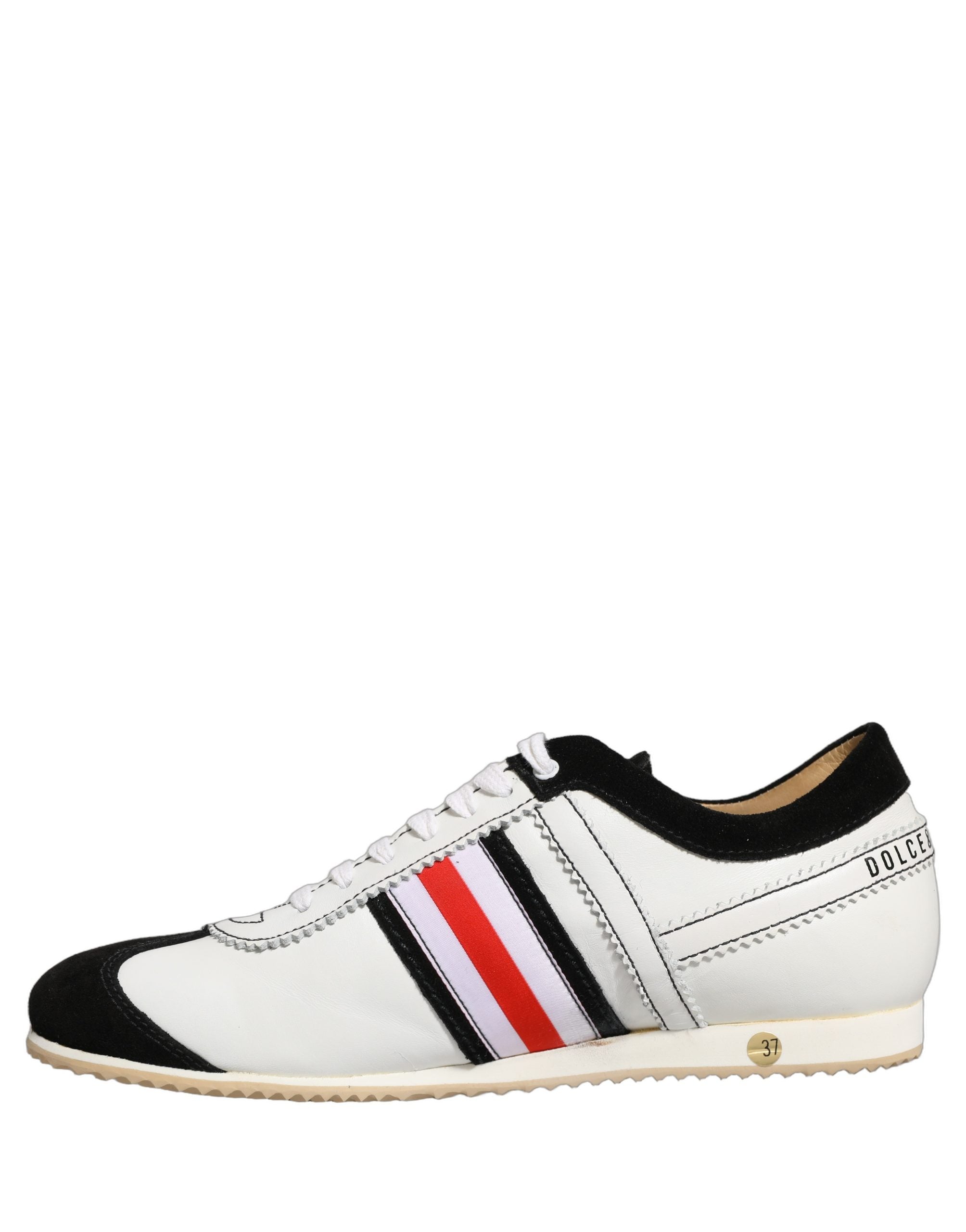 Dolce & Gabbana Black White Leather Suede Low Top Sneakers Women's Shoes (Pre-Owned)