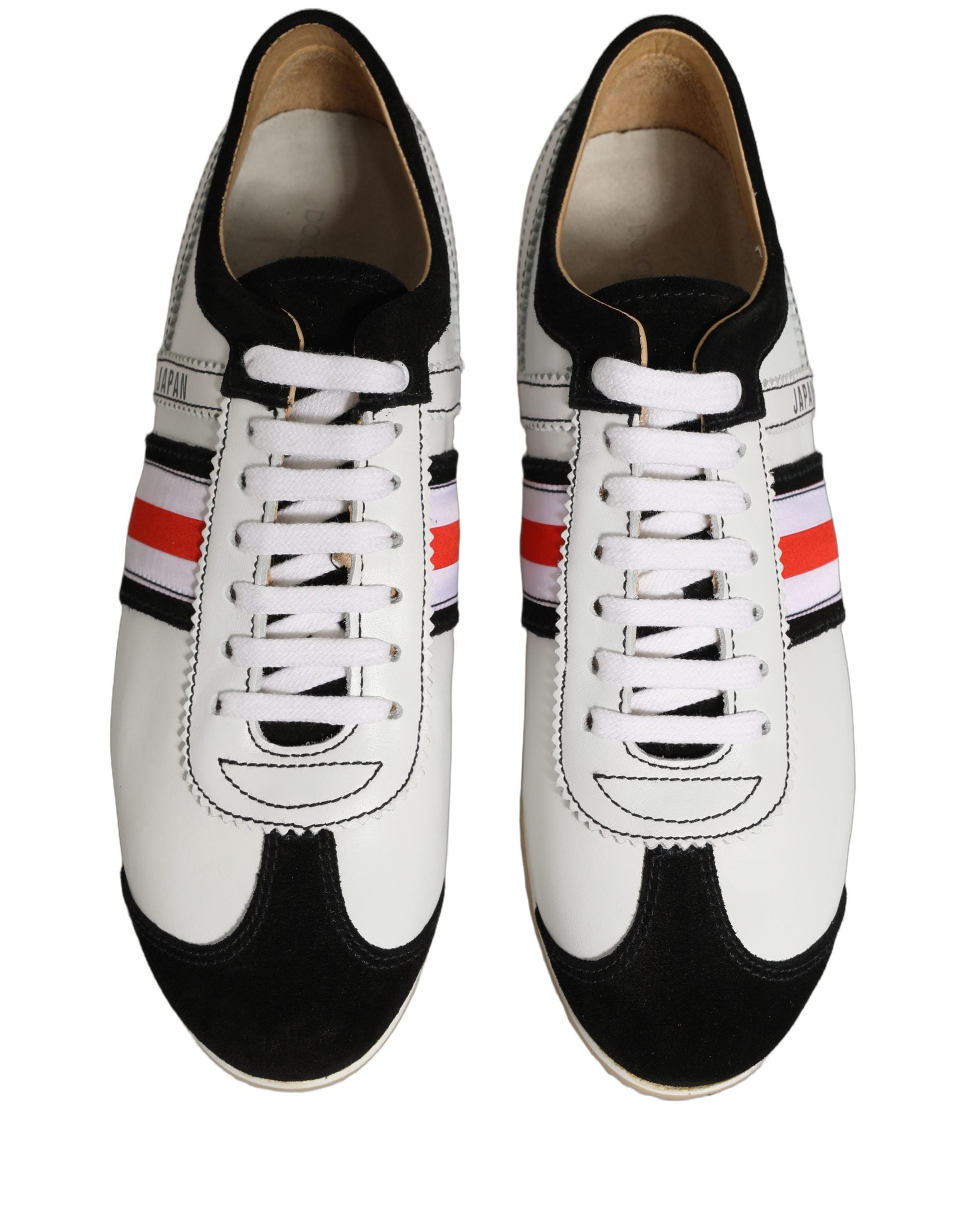 Dolce & Gabbana Black White Leather Suede Low Top Sneakers Women's Shoes (Pre-Owned)