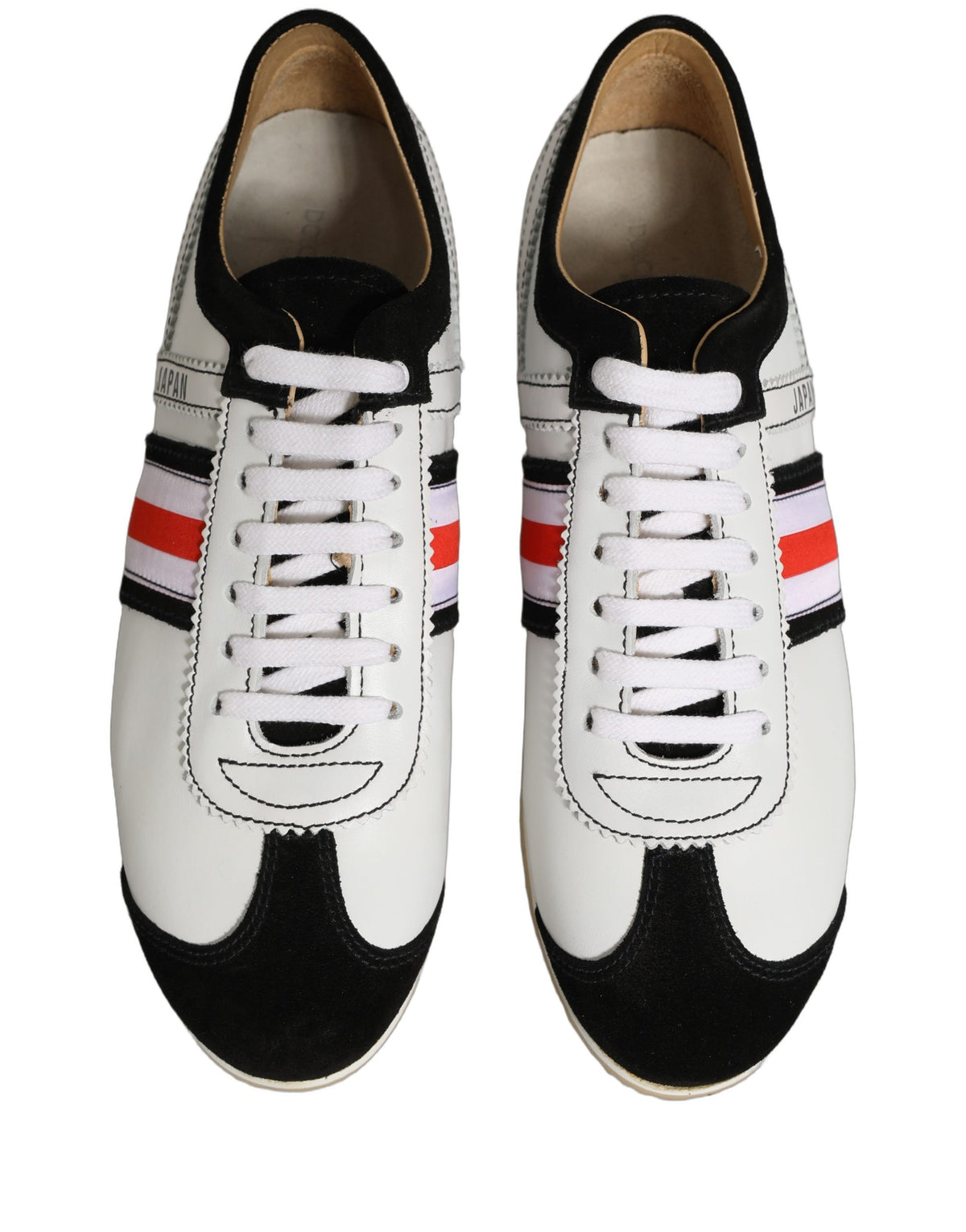 Dolce & Gabbana Black White Leather Suede Low Top Sneakers Women's Shoes (Pre-Owned)