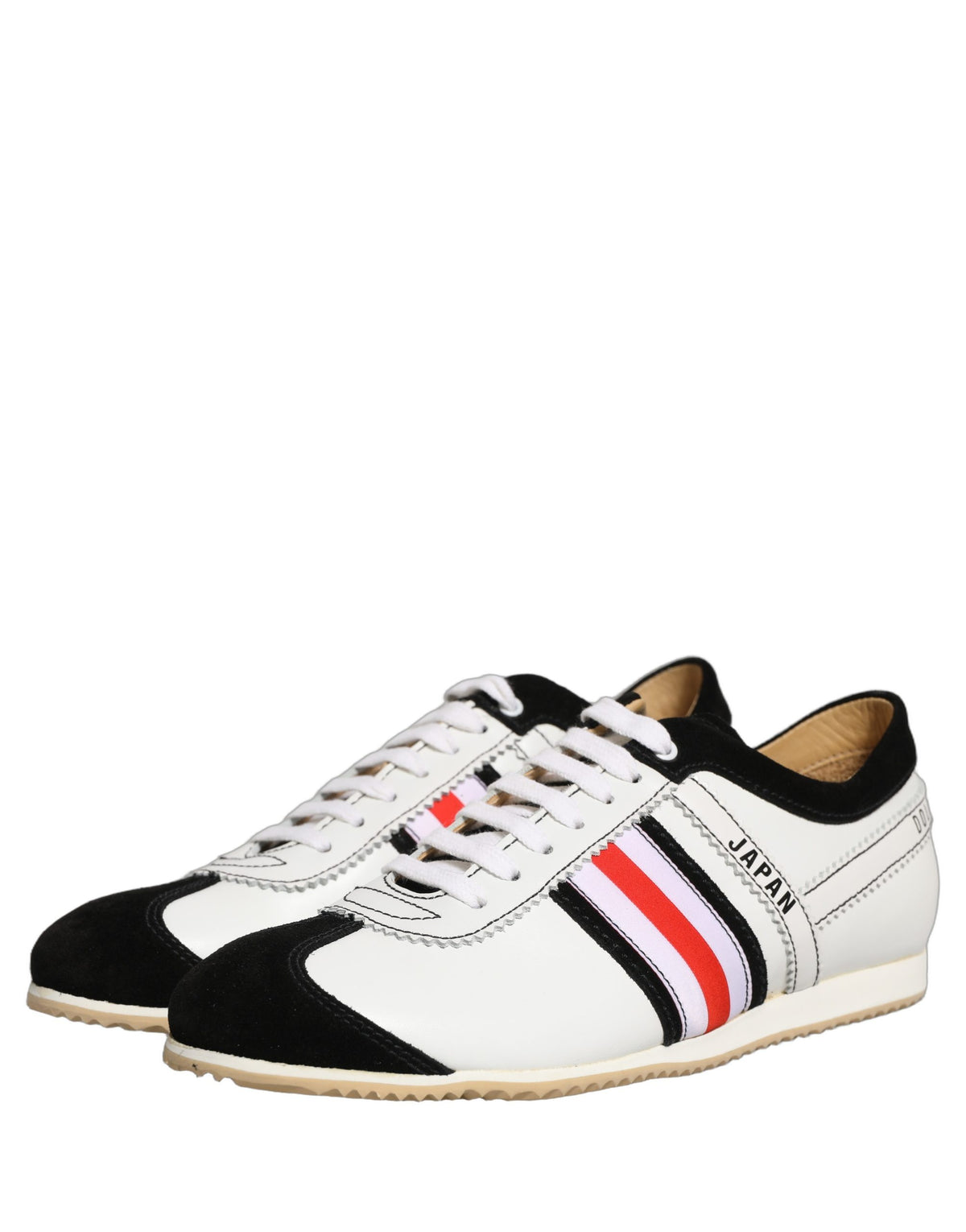 Dolce & Gabbana Black White Leather Suede Low Top Sneakers Women's Shoes (Pre-Owned)