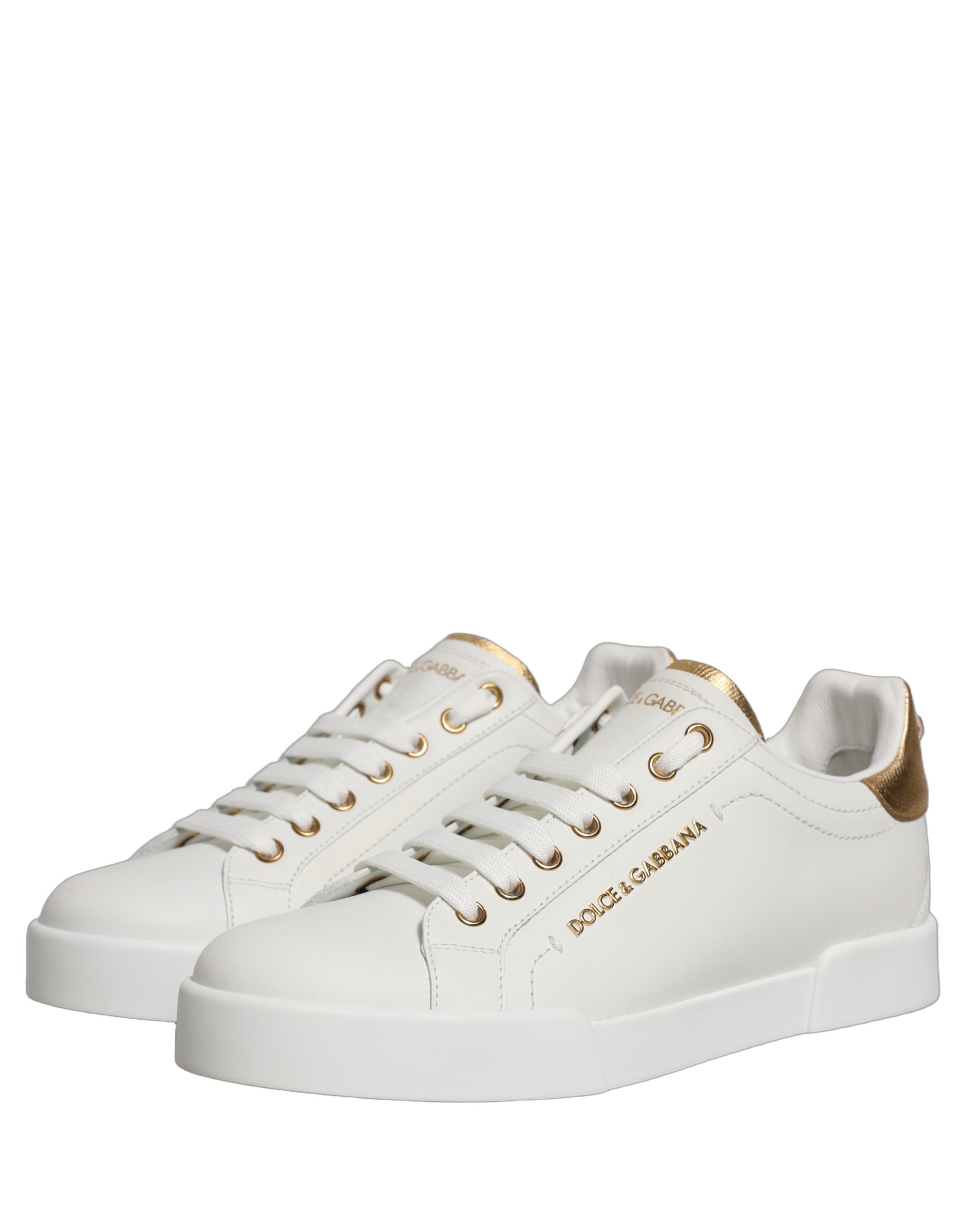 Dolce & Gabbana White Gold Embellished Low Top Sneakers Women's Shoes (Pre-Owned)
