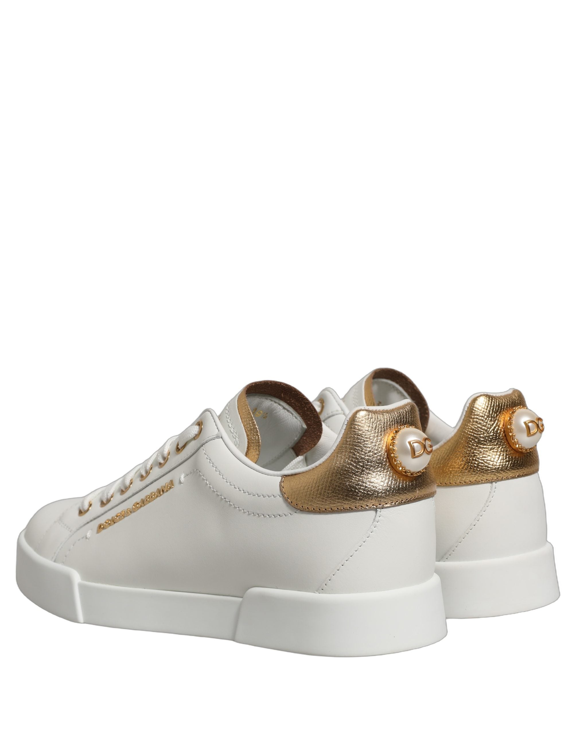 Dolce & Gabbana White Gold Embellished Low Top Sneakers Women's Shoes (Pre-Owned)