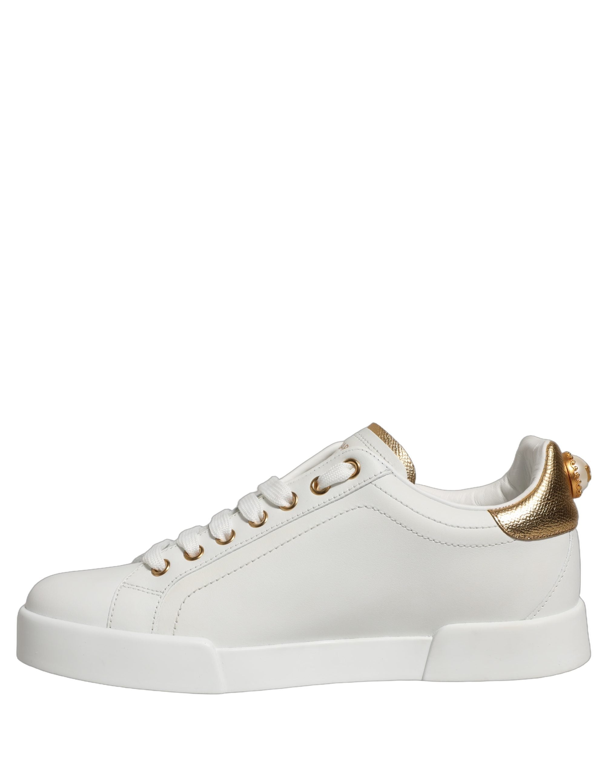 Dolce & Gabbana White Gold Embellished Low Top Sneakers Women's Shoes (Pre-Owned)