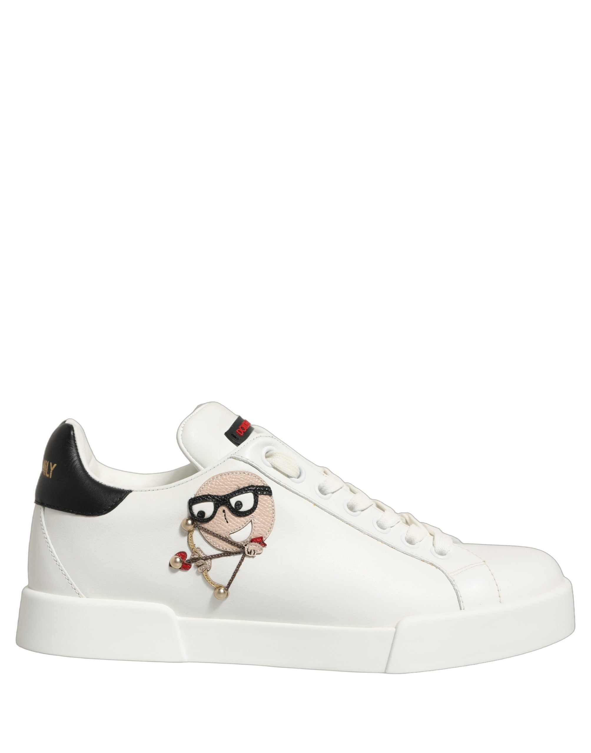 Dolce & Gabbana White Patch Calfskin Nappa Portofino Sneakers Women's Shoes