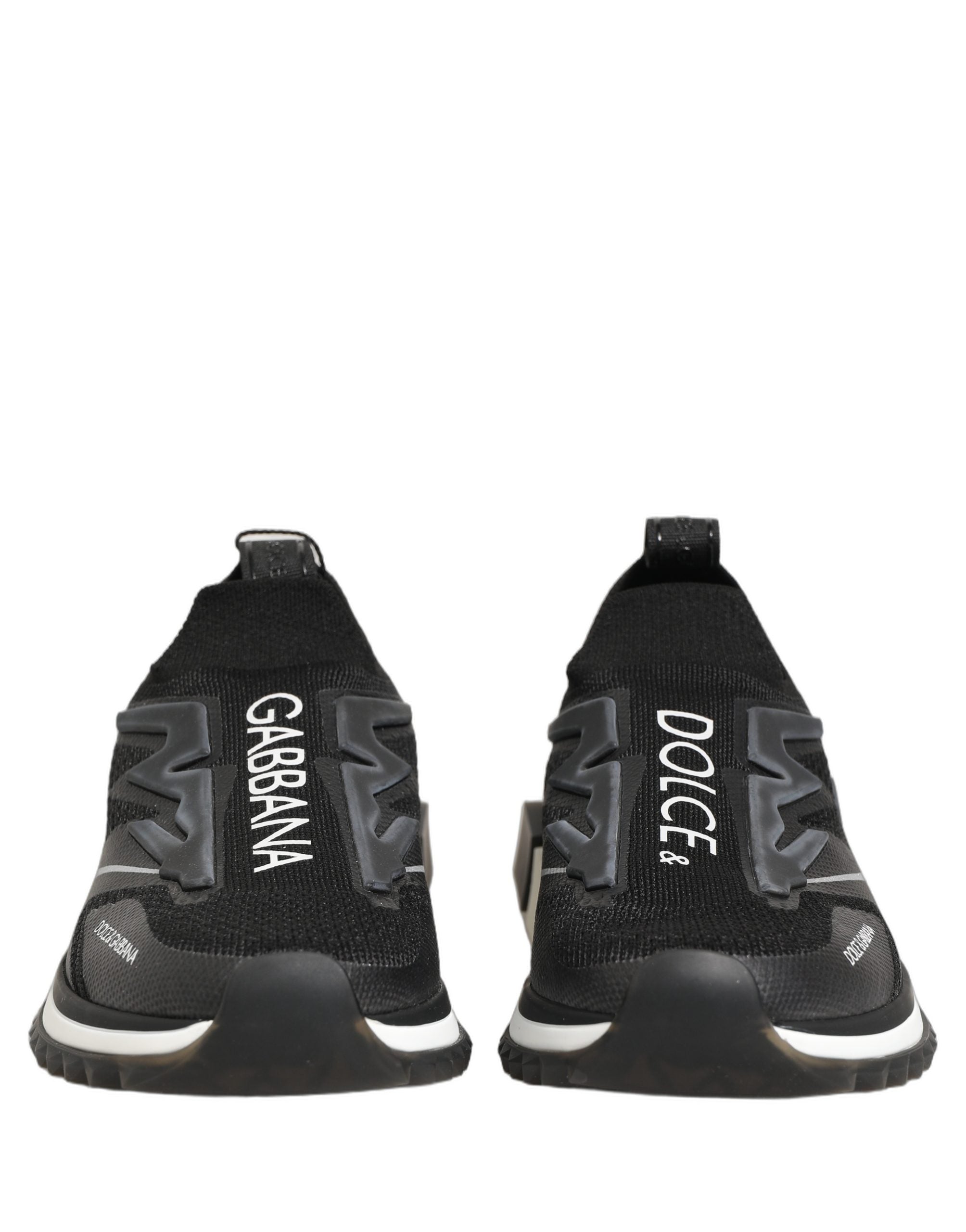 Dolce & Gabbana Black White Sorrento Slip-On Logo Sneakers Women's Shoes