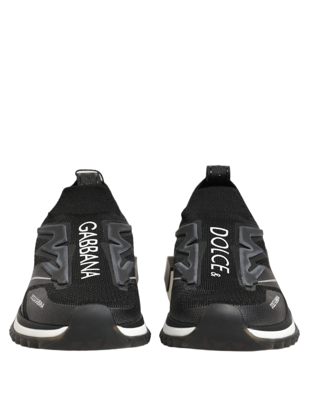 Dolce & Gabbana Black White Sorrento Slip-On Logo Sneakers Women's Shoes