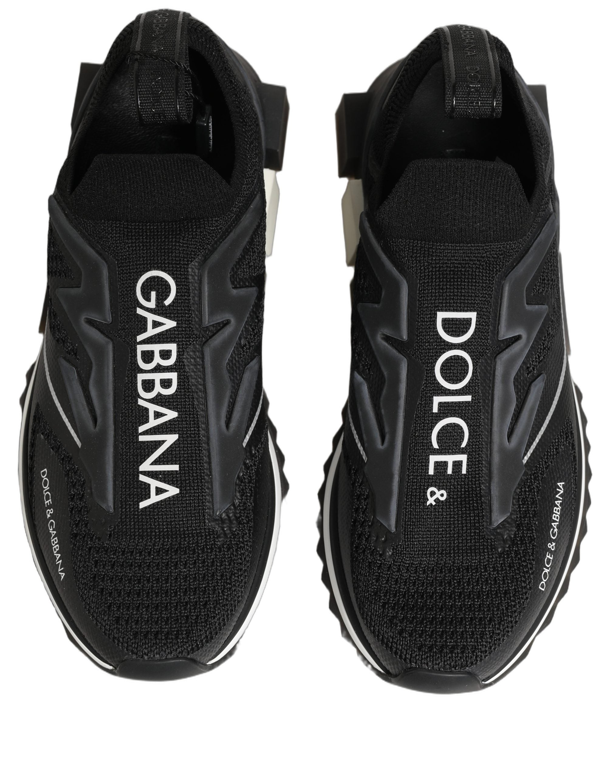 Dolce & Gabbana Black White Sorrento Slip-On Logo Sneakers Women's Shoes