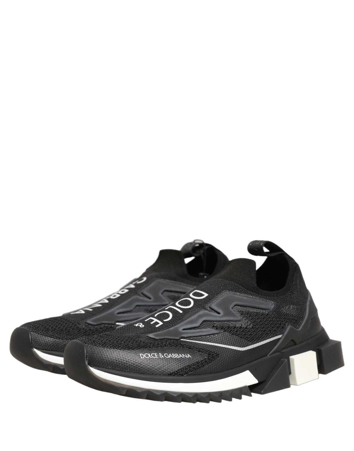 Dolce & Gabbana Black White Sorrento Slip-On Logo Sneakers Women's Shoes