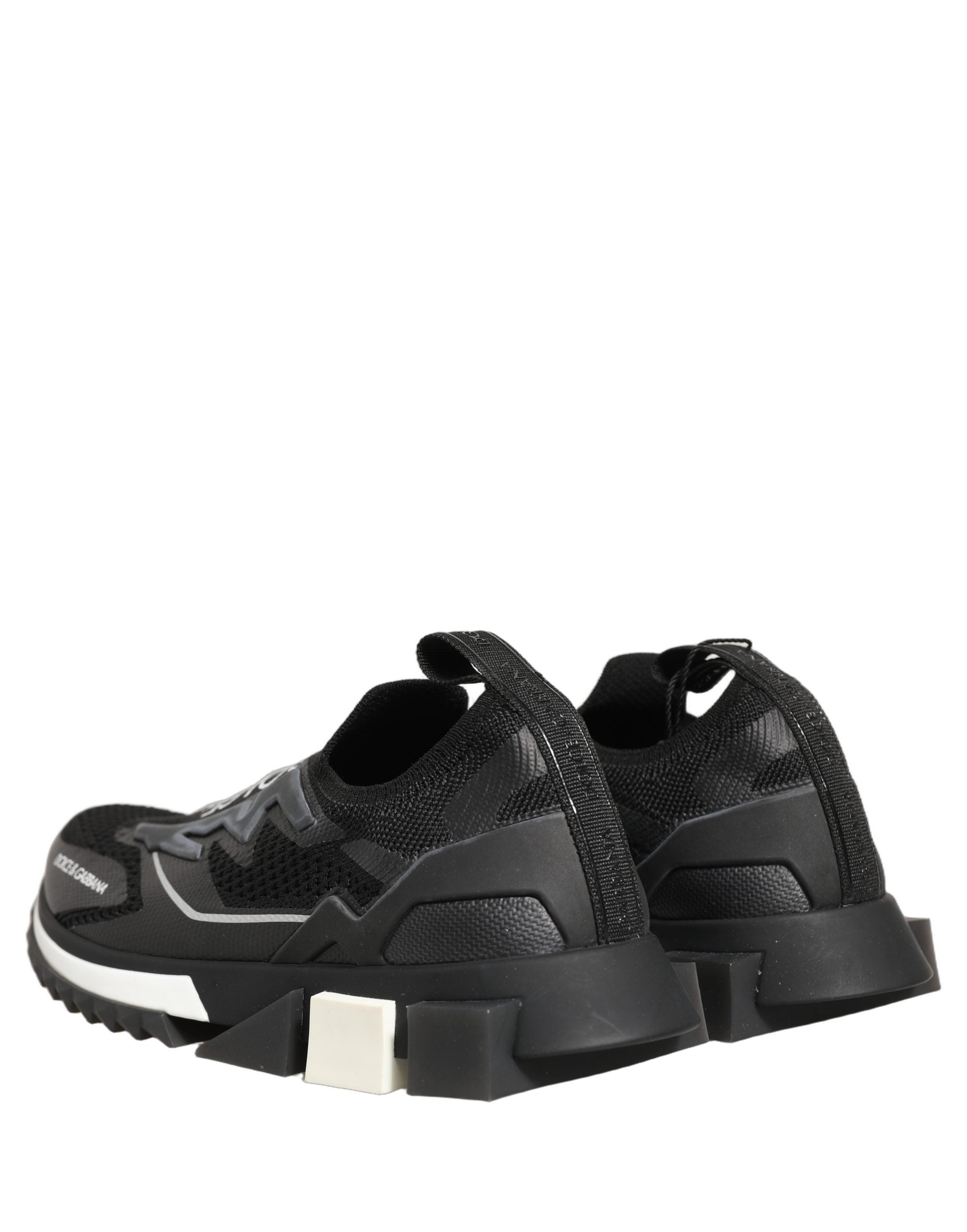 Dolce & Gabbana Black White Sorrento Slip-On Logo Sneakers Women's Shoes