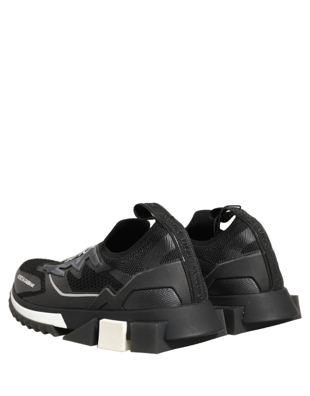Dolce & Gabbana Black White Sorrento Slip-On Logo Sneakers Women's Shoes