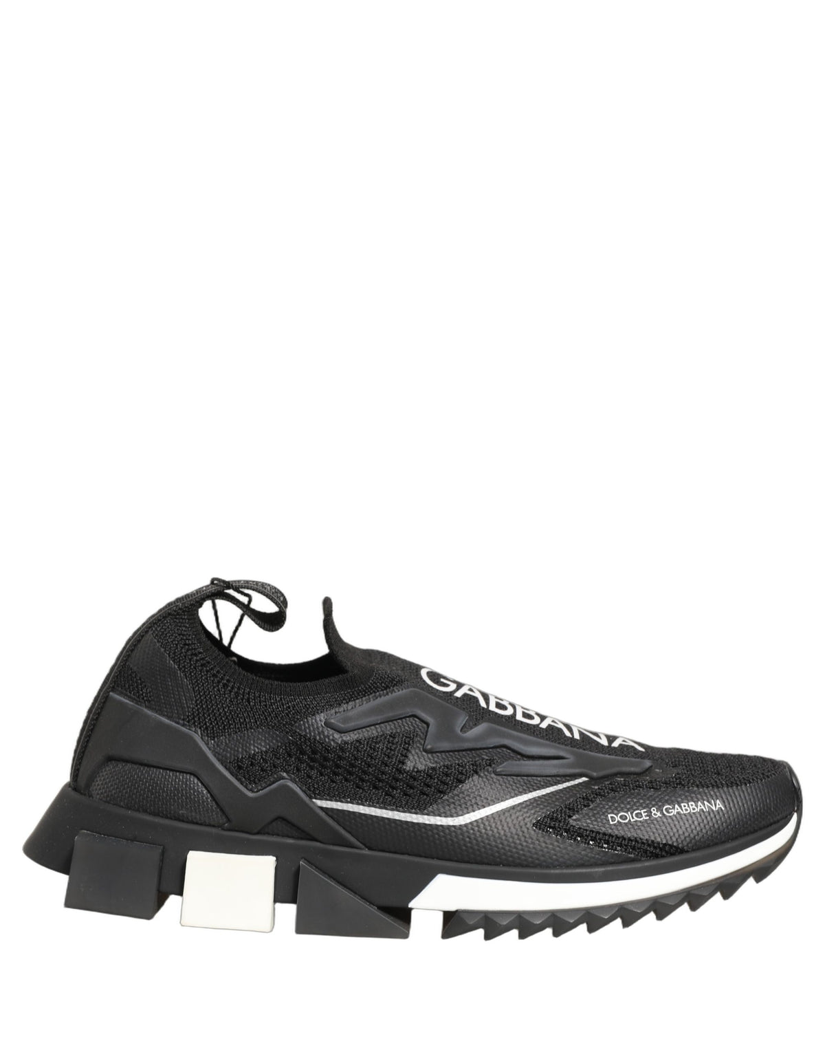 Dolce & Gabbana Black White Sorrento Slip-On Logo Sneakers Women's Shoes
