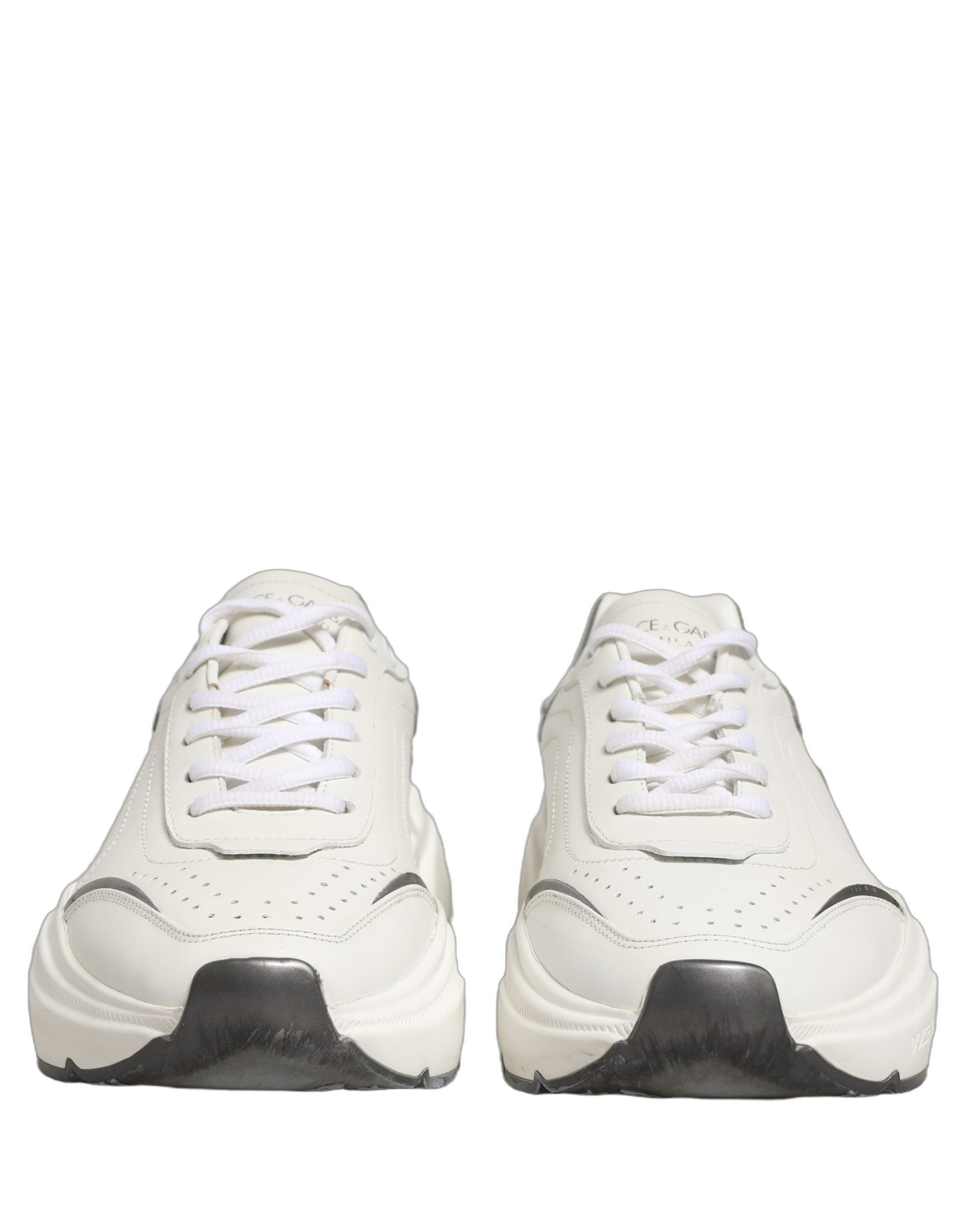 Dolce & Gabbana White Silver Daymaster Leather Low Top Sneakers Women's Shoes (Pre-Owned)