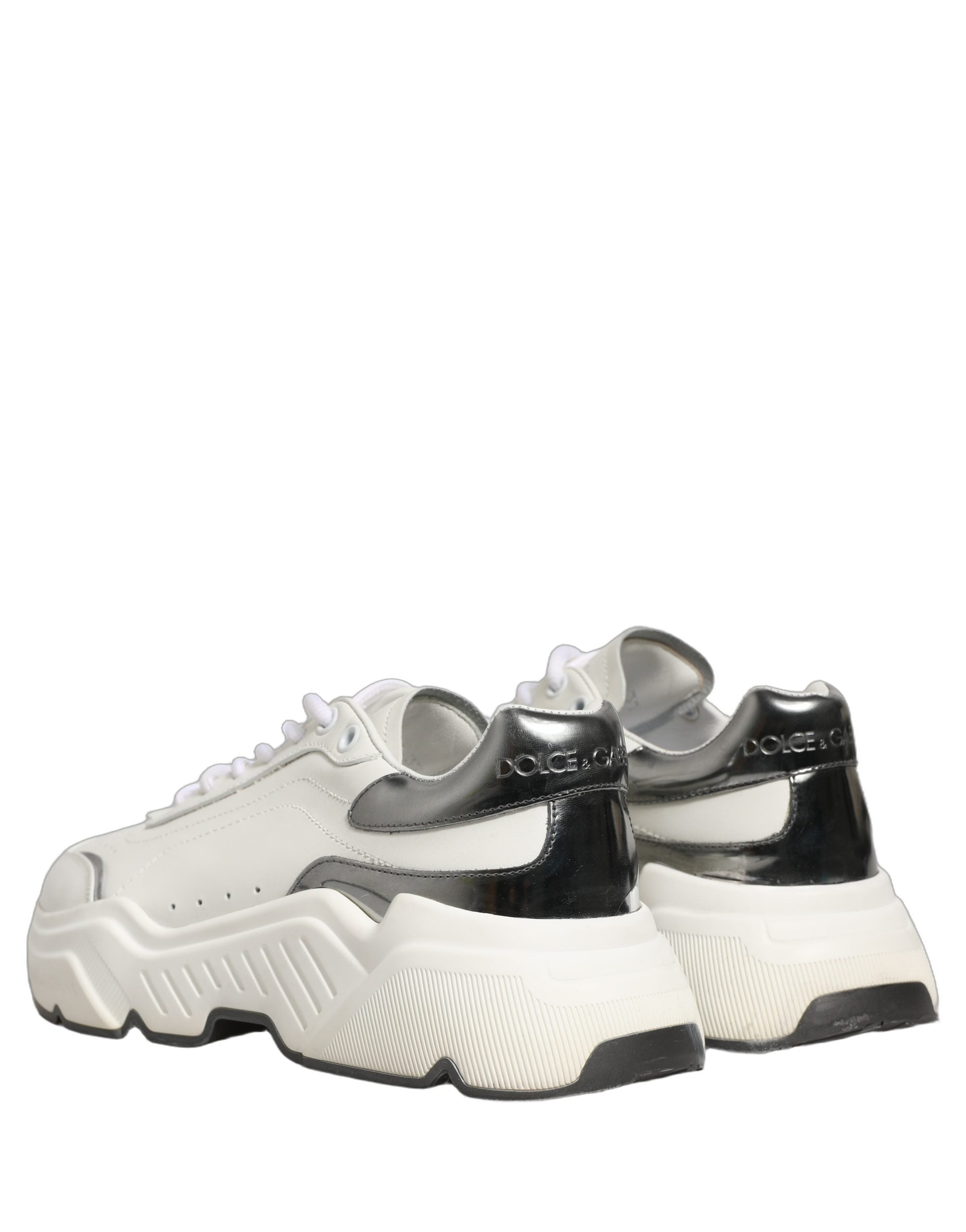 Dolce & Gabbana White Silver Daymaster Leather Low Top Sneakers Women's Shoes (Pre-Owned)