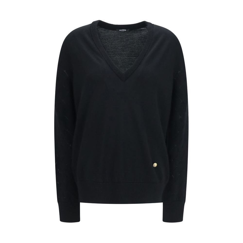 Balmain Black Wool Oves Aries Women's Sweatshirt