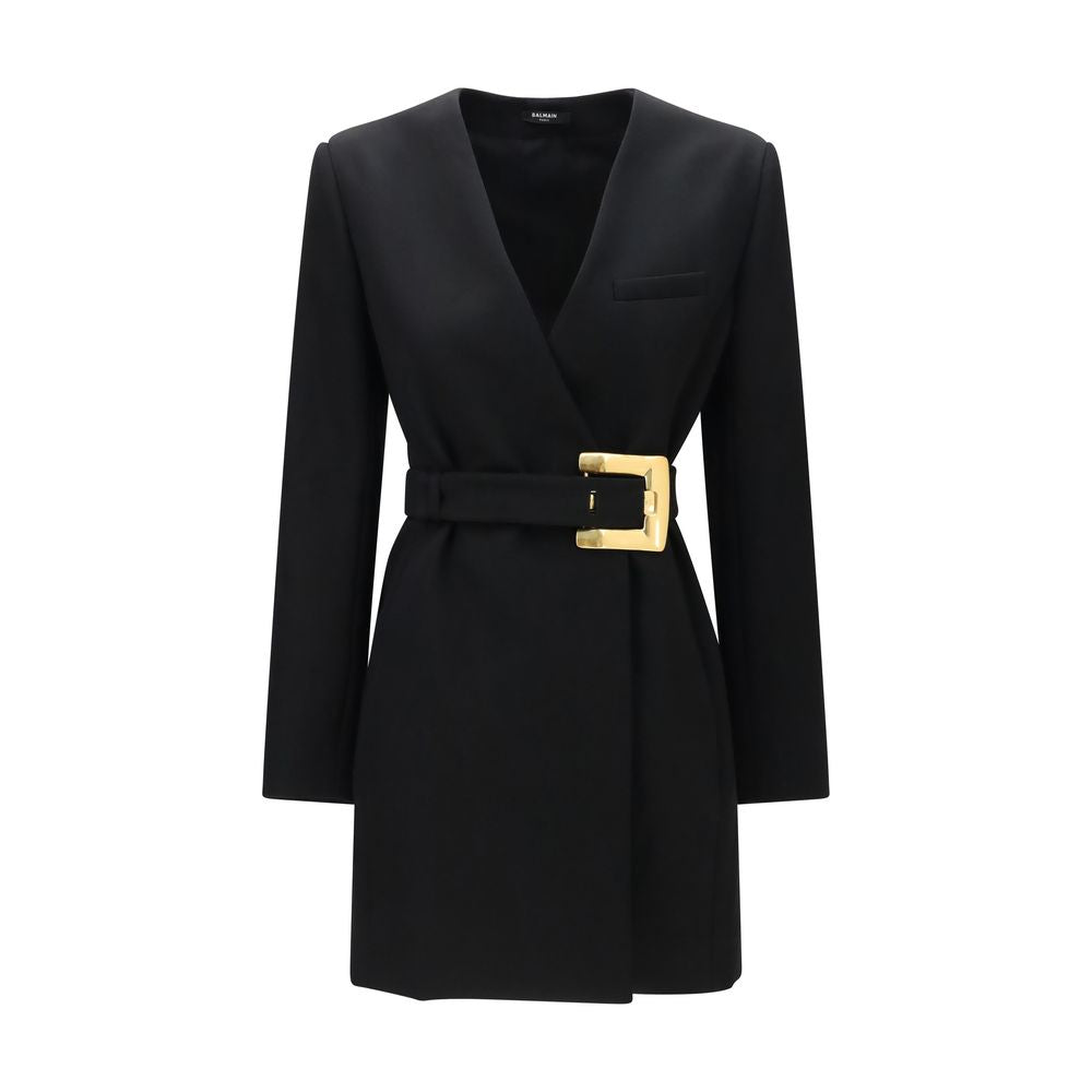 Balmain Black Wool Oves Aries Women's Blazer