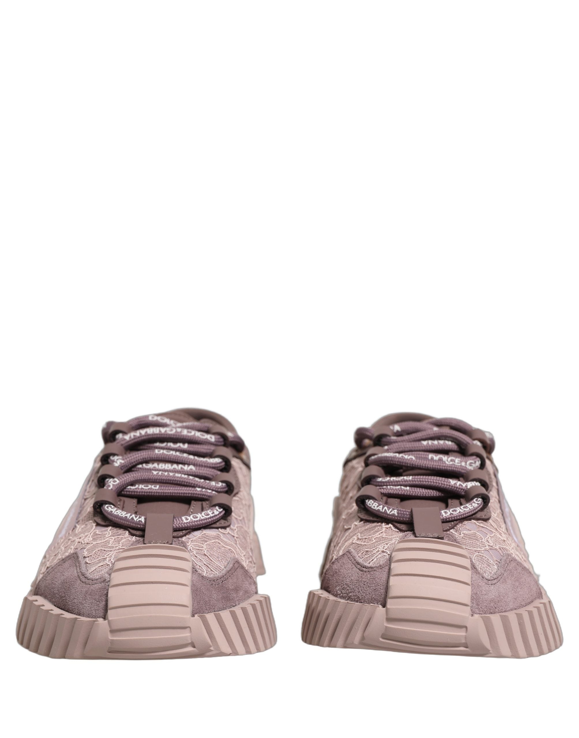Dolce & Gabbana Pink Lace NS1 Low Top Sneaker Sports Women's Shoes