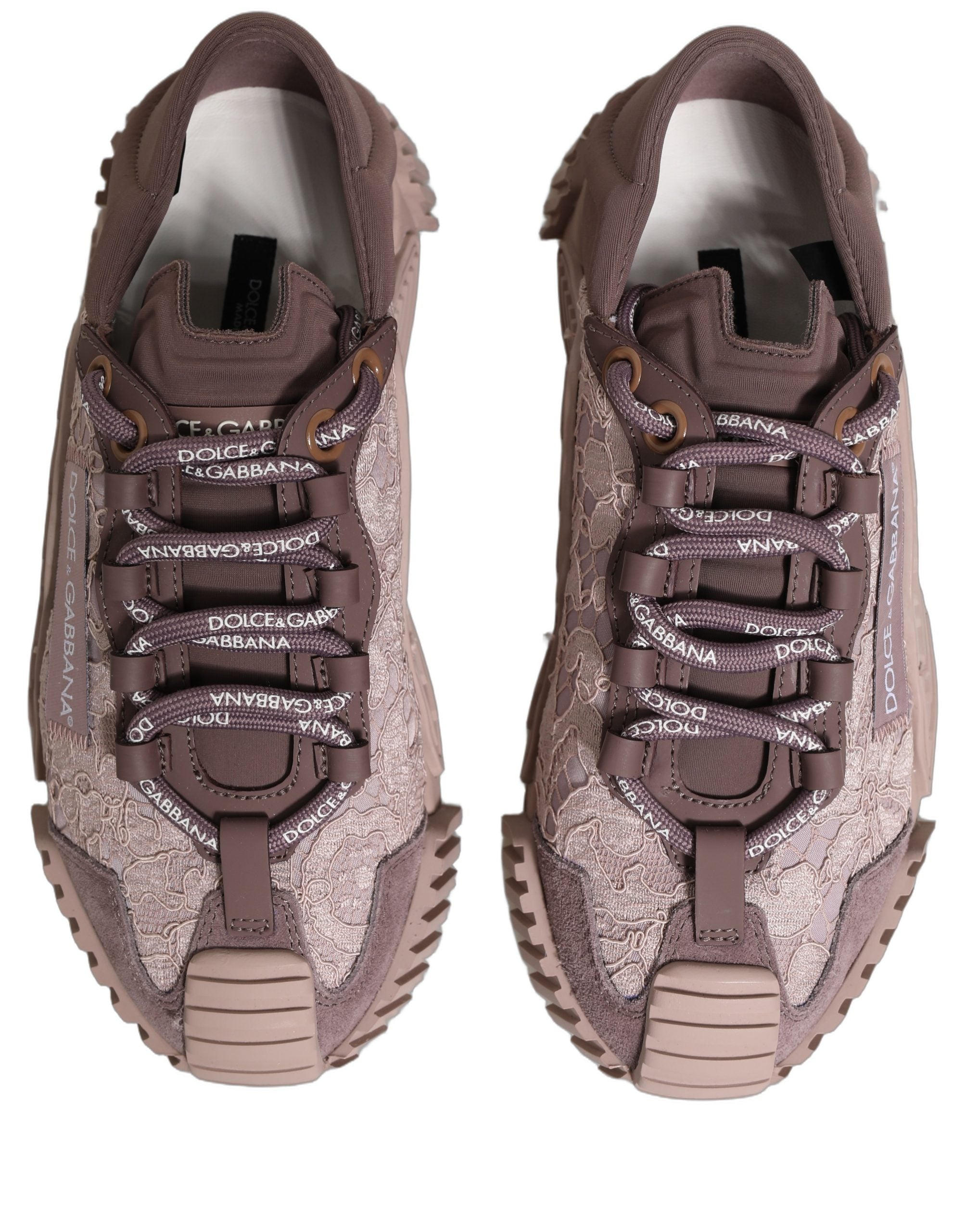 Dolce & Gabbana Pink Lace NS1 Low Top Sneaker Sports Women's Shoes