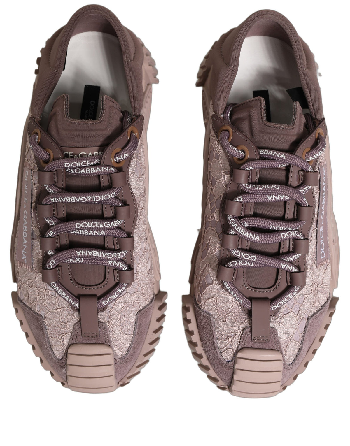 Dolce & Gabbana Pink Lace NS1 Low Top Sneaker Sports Women's Shoes
