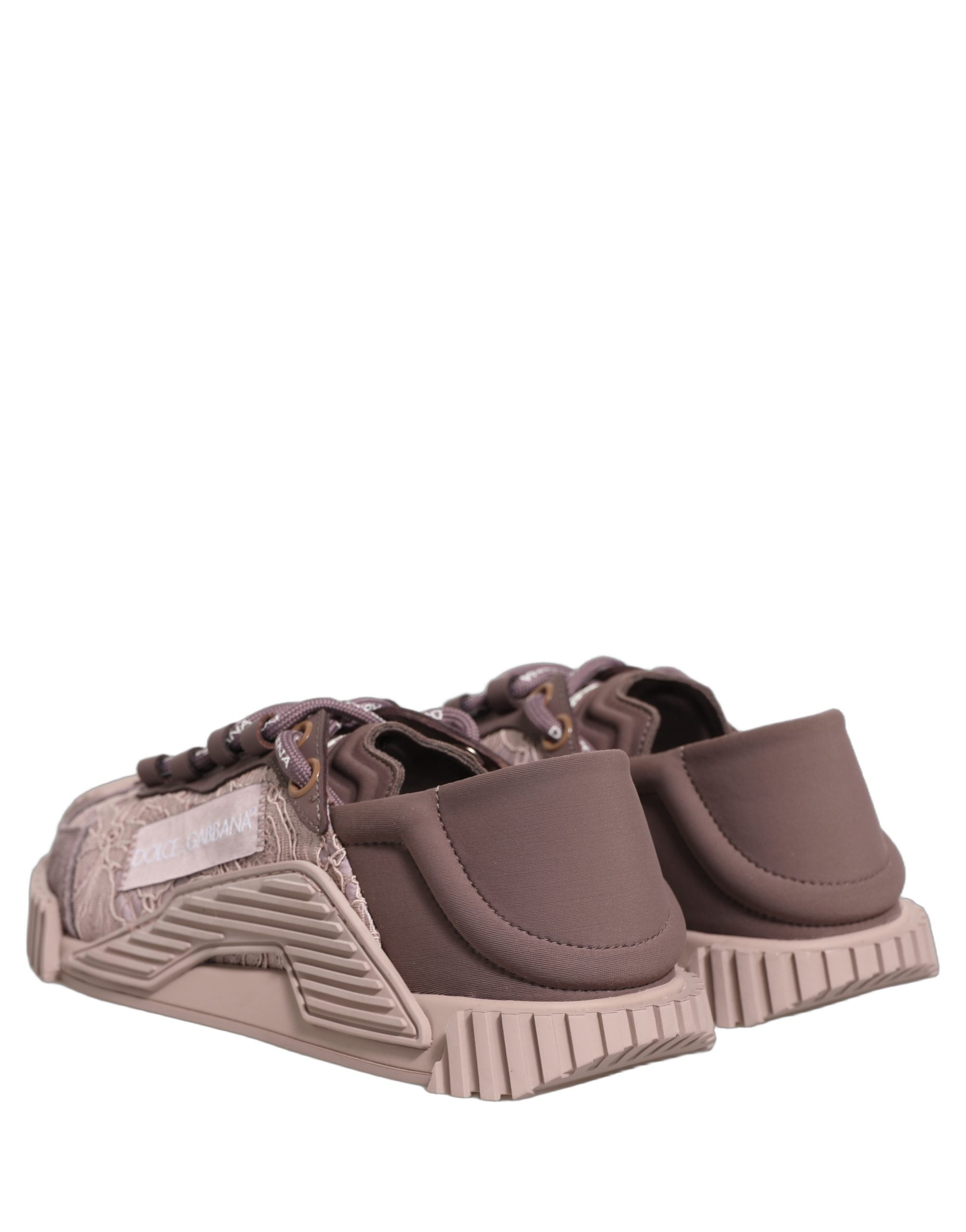 Dolce & Gabbana Pink Lace NS1 Low Top Sneaker Sports Women's Shoes