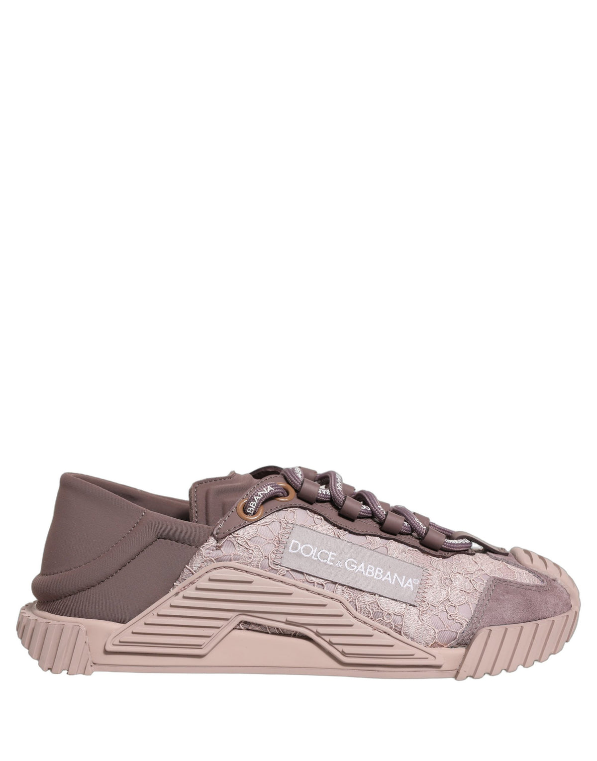 Dolce & Gabbana Pink Lace NS1 Low Top Sneaker Sports Women's Shoes