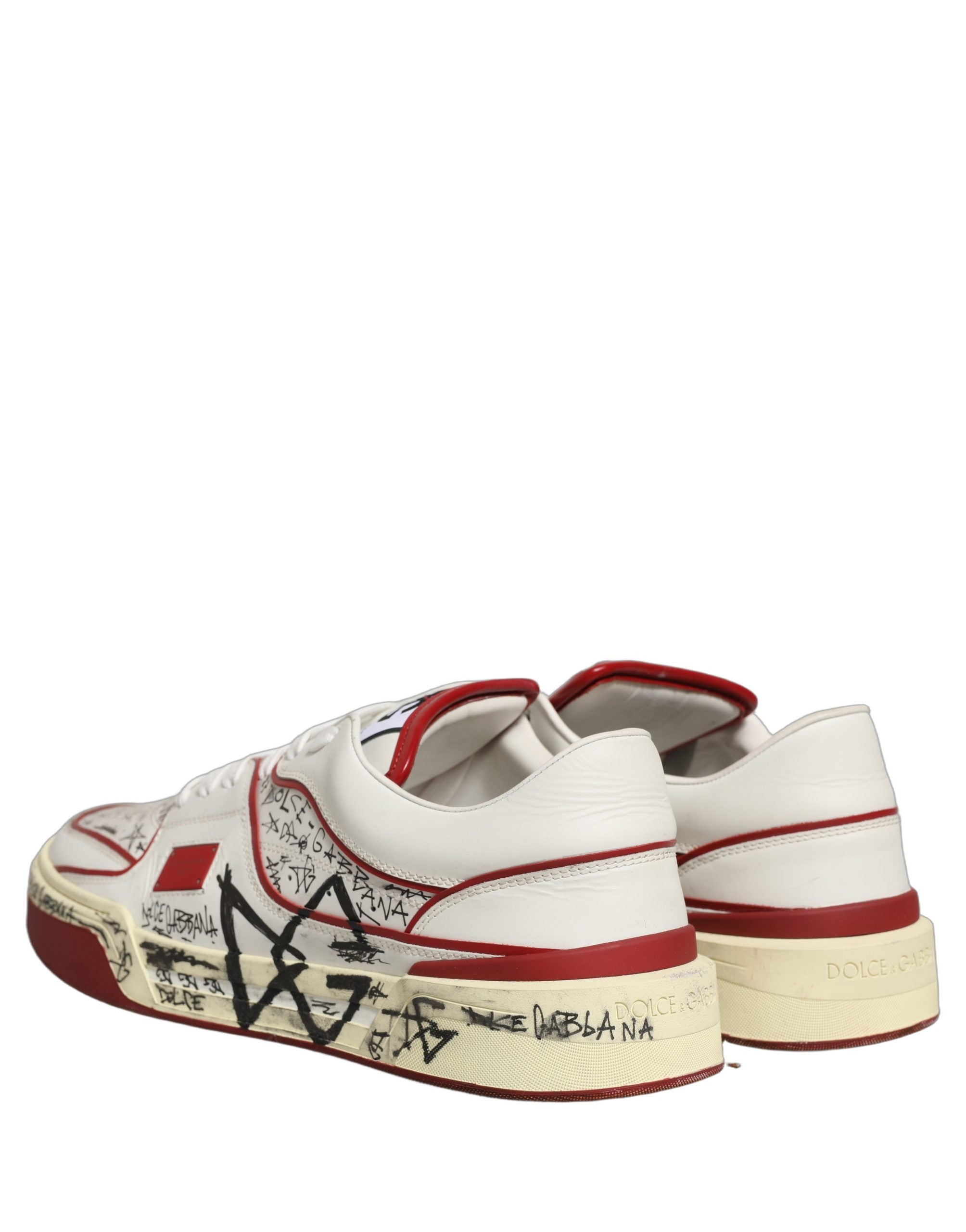 Dolce & Gabbana White Red New Roma Graffiti Sneakers Men's Shoes (Pre-Owned)