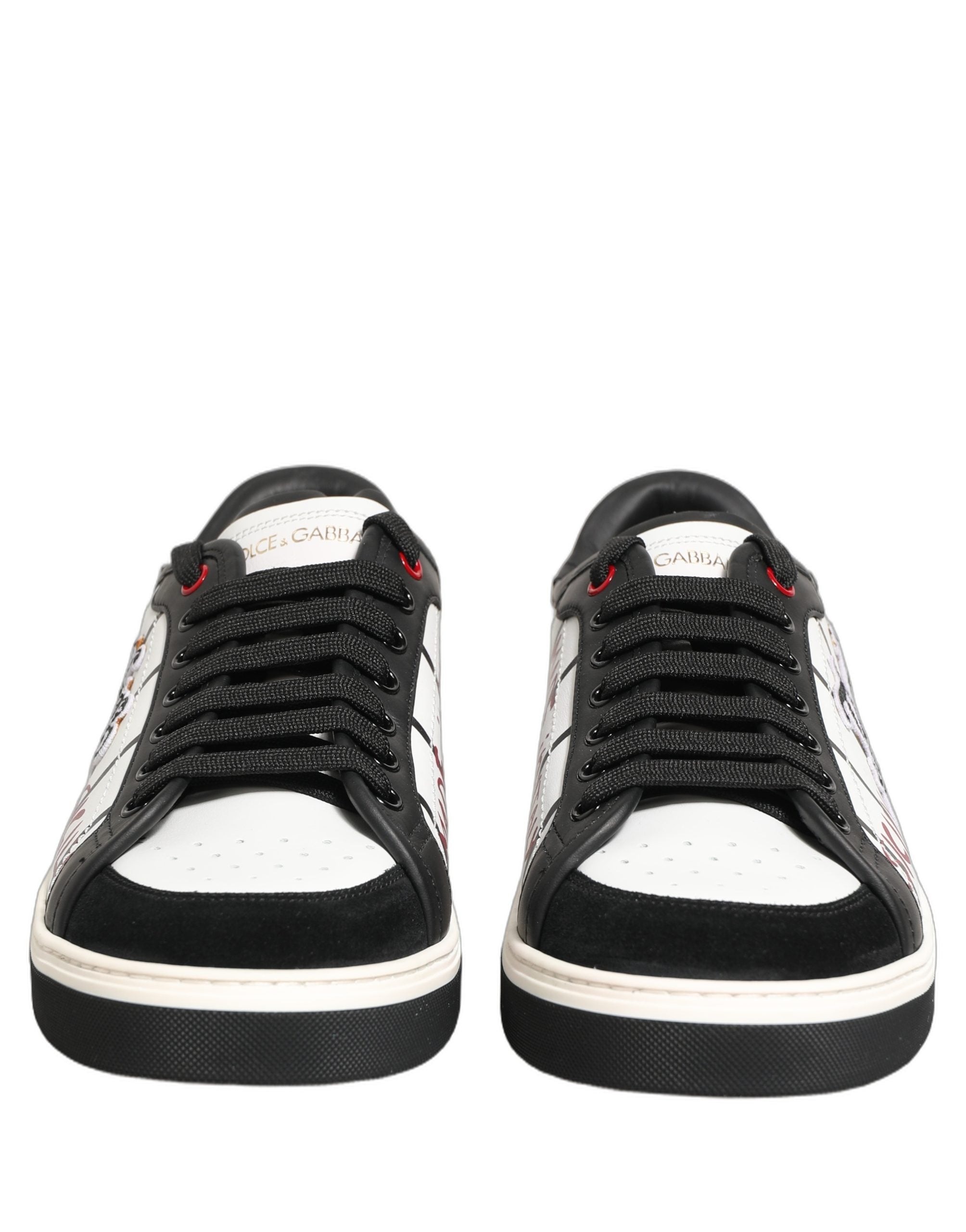 Dolce & Gabbana White Black DG Logo King Patch Low-Top Sneaker Men's Shoes
