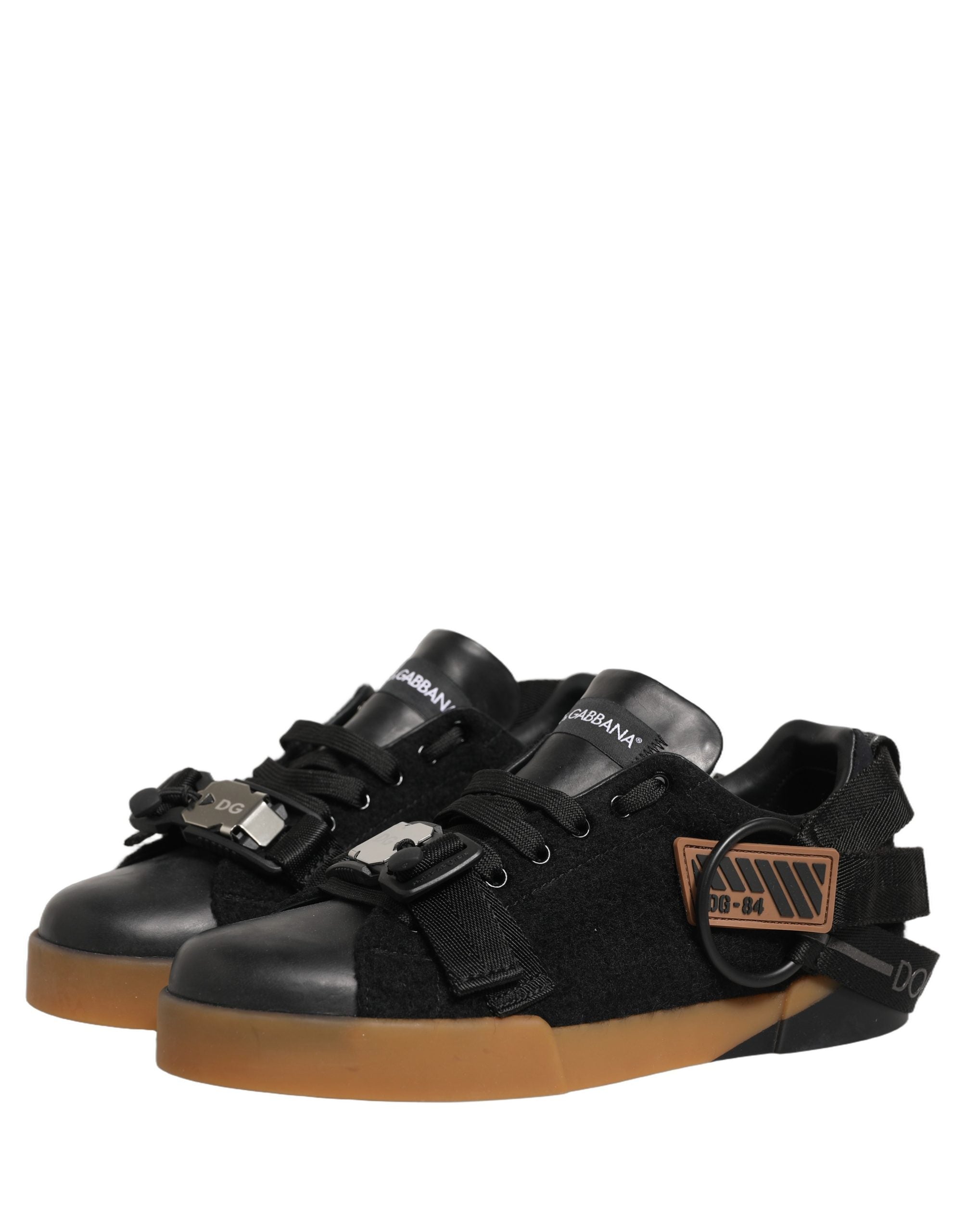 Dolce & Gabbana Black Leather Low Trainers Men Sneakers Men's Shoes