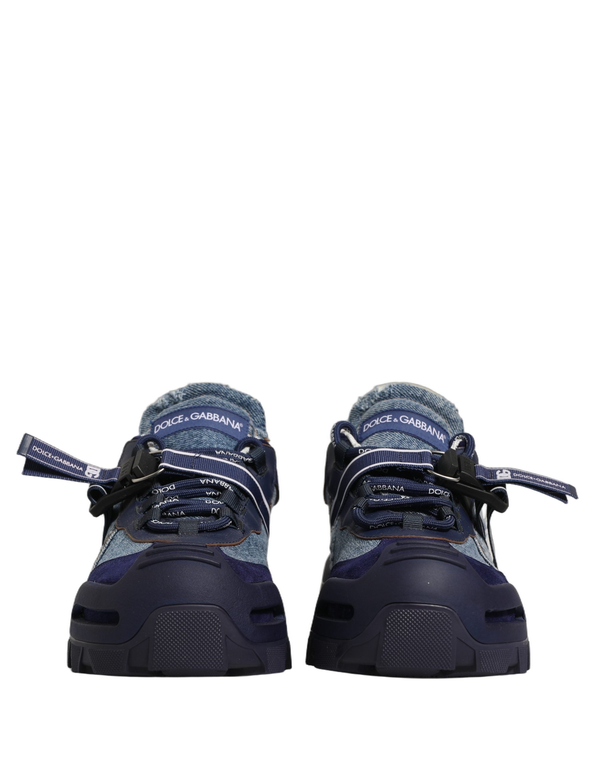 Dolce & Gabbana Blue Airmaster Panelled Low Top Denim Sneakers Men's Shoes
