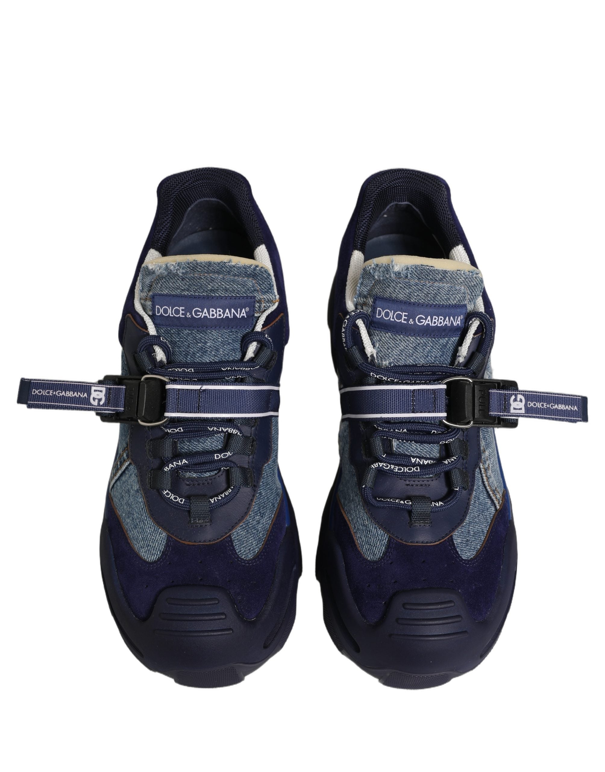 Dolce & Gabbana Blue Airmaster Panelled Low Top Denim Sneakers Men's Shoes