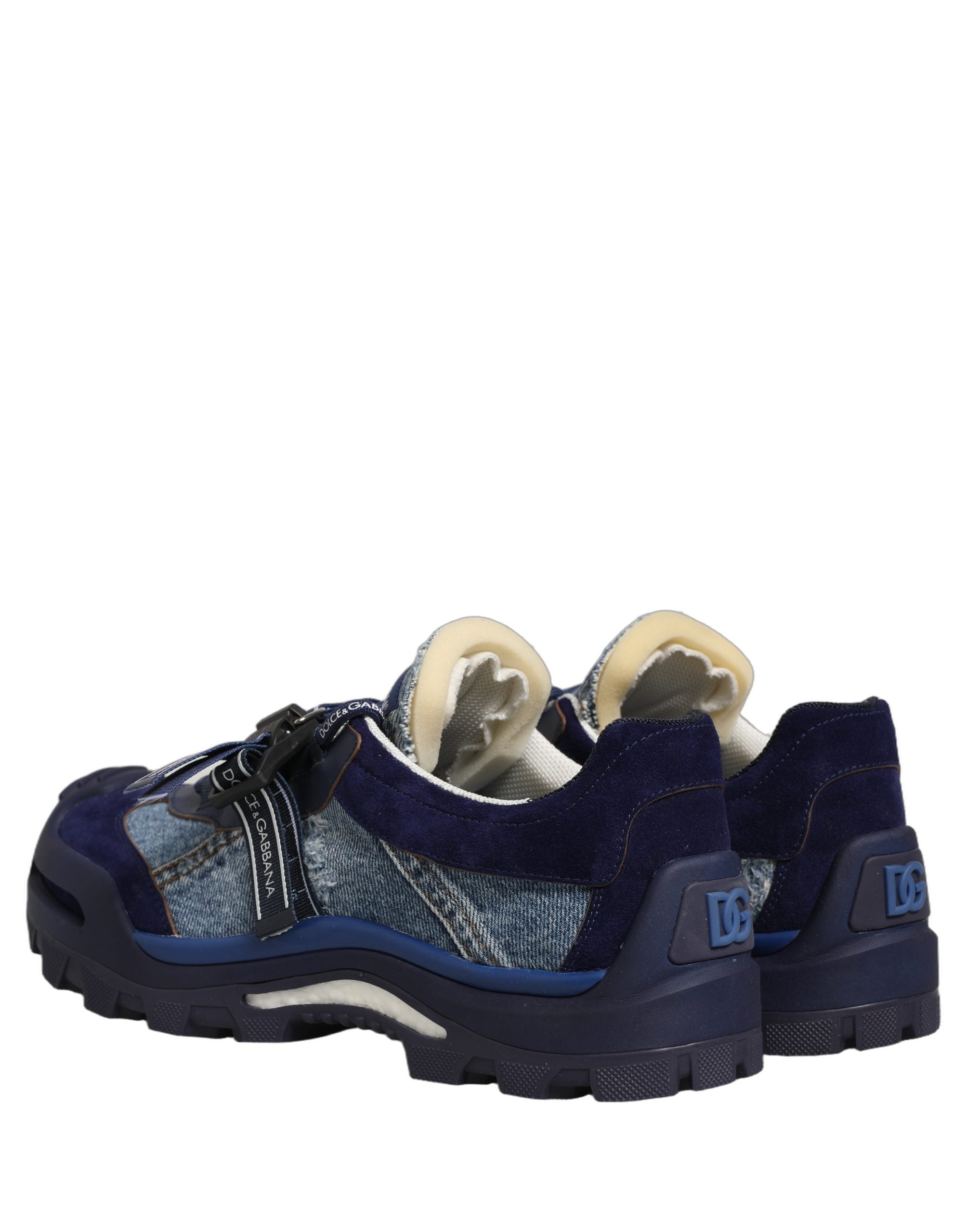 Dolce & Gabbana Blue Airmaster Panelled Low Top Denim Sneakers Men's Shoes