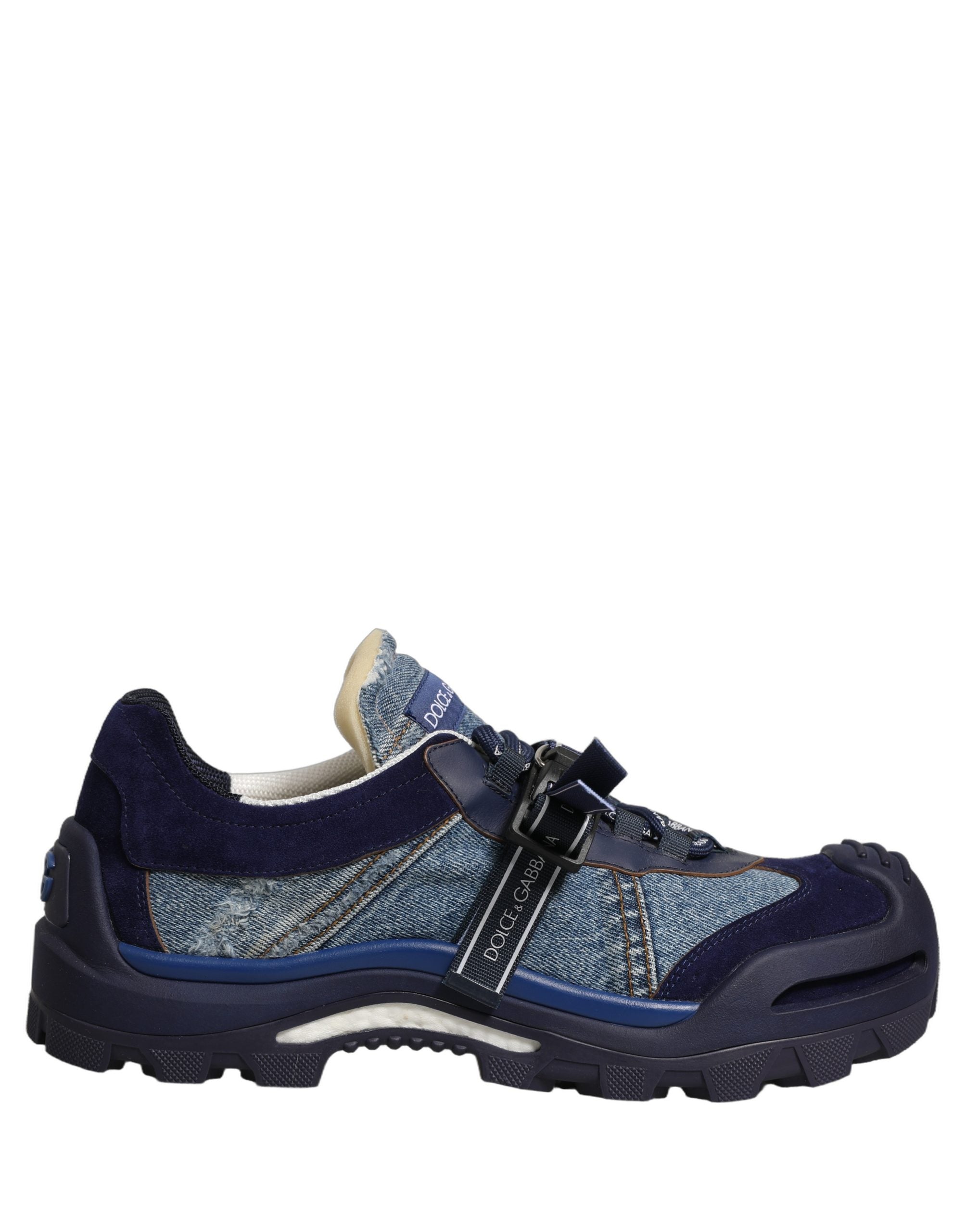Dolce & Gabbana Blue Airmaster Panelled Low Top Denim Sneakers Men's Shoes