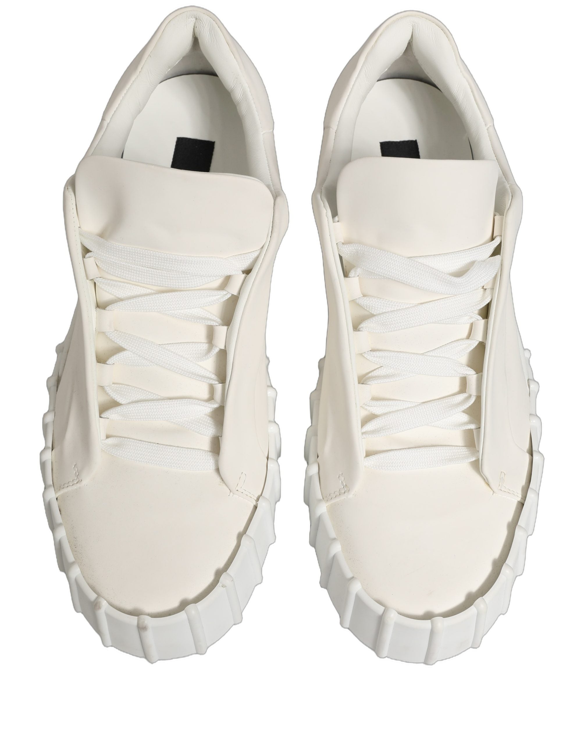 Dolce & Gabbana White Leather Low Top Lace Up Sneakers Men's Shoes