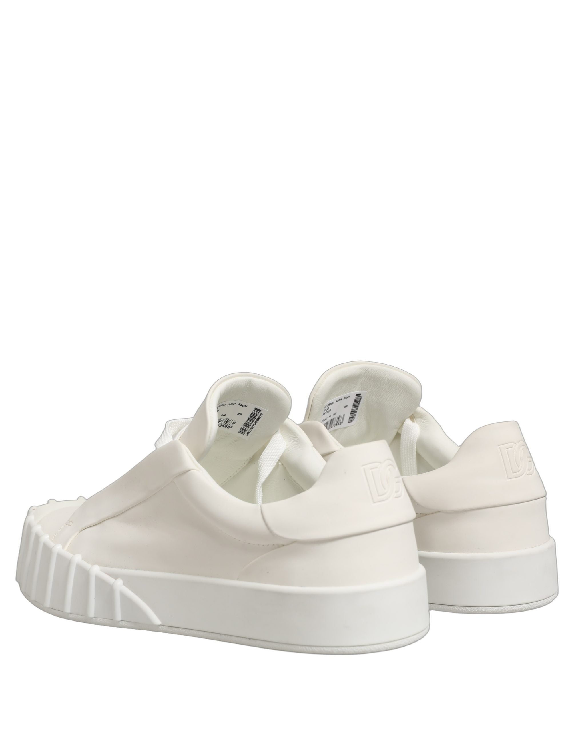 Dolce & Gabbana White Leather Low Top Lace Up Sneakers Men's Shoes