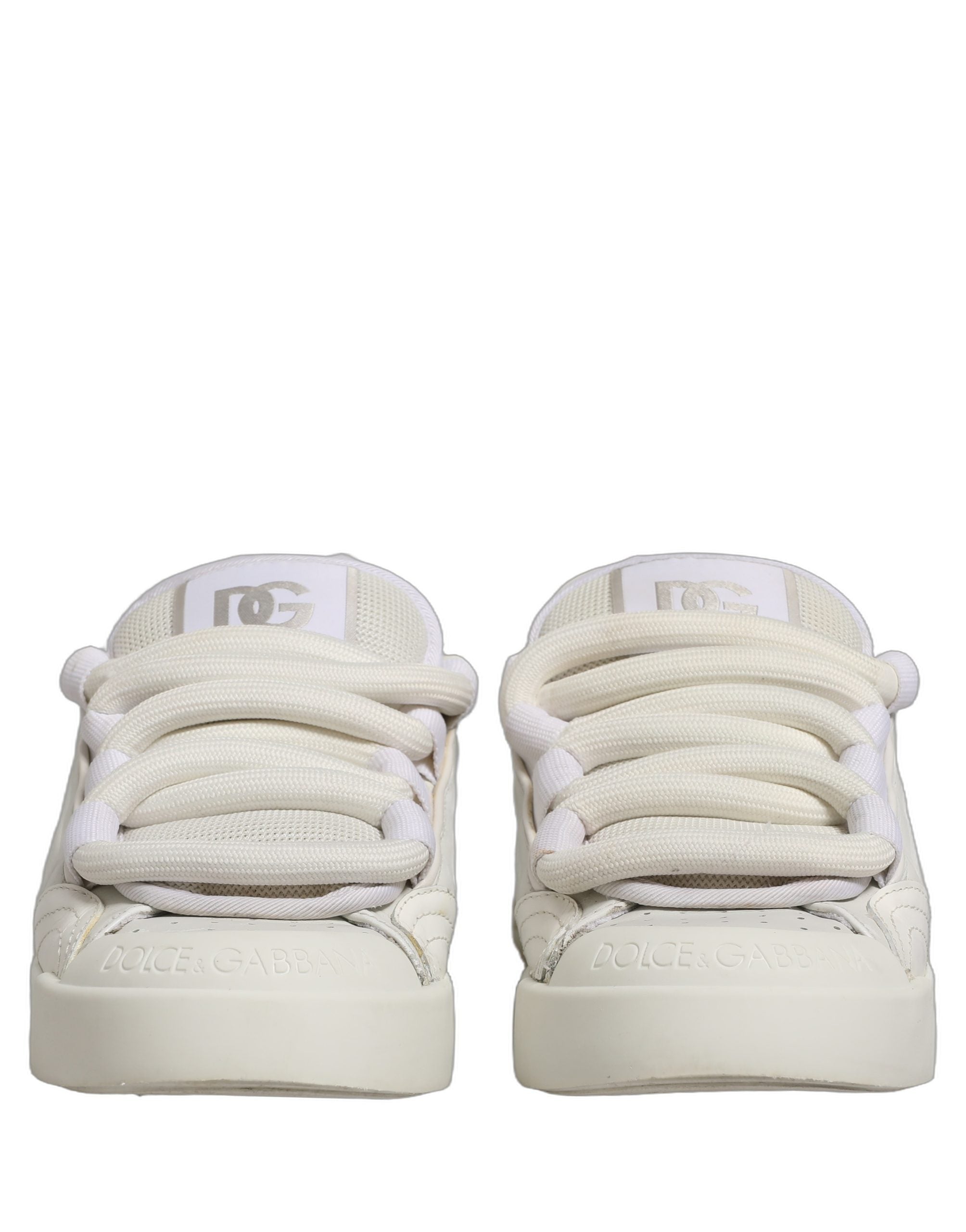 Dolce & Gabbana White Leather Portofino Space Sneakers Men's Shoes (Pre-Owned)