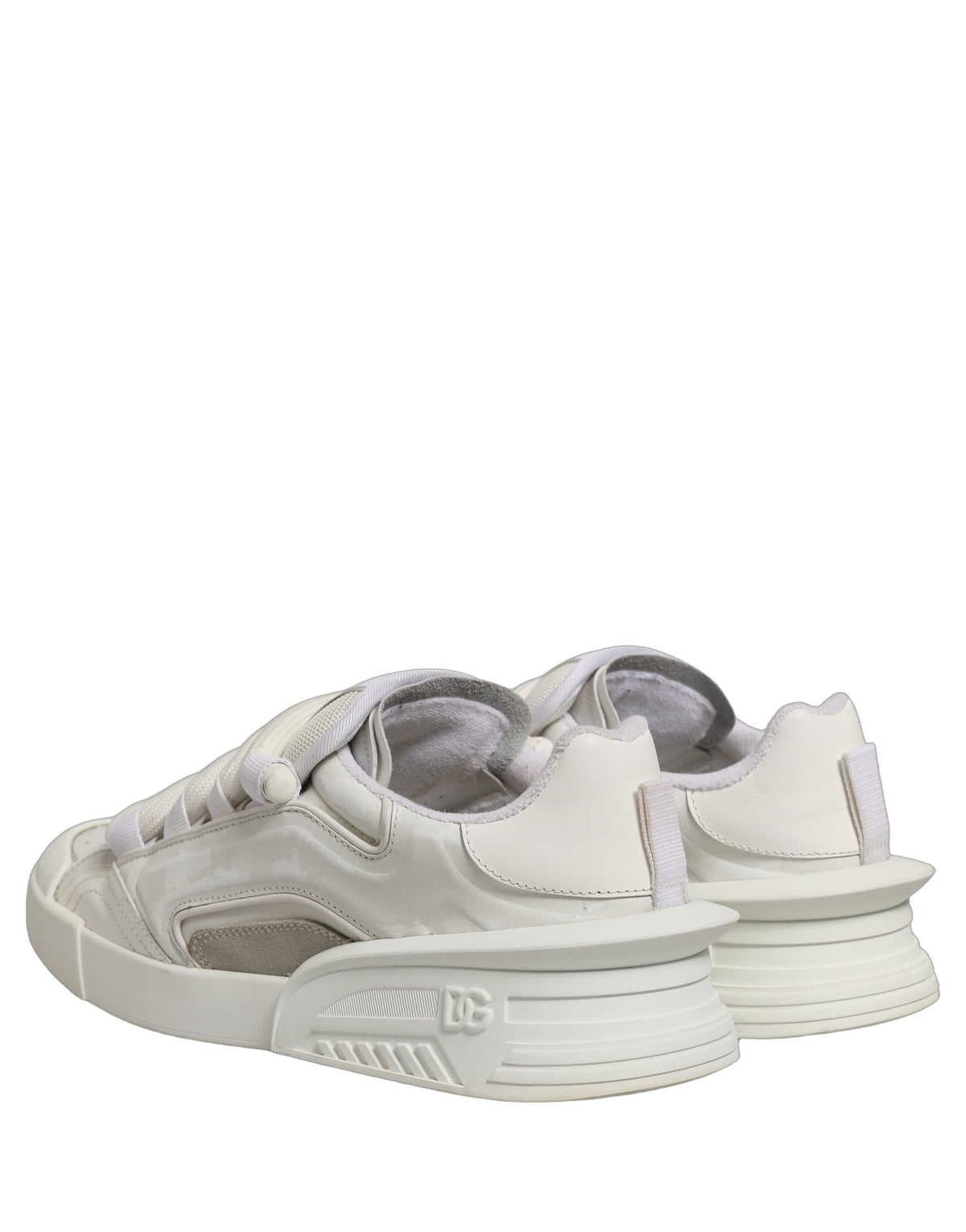 Dolce & Gabbana White Leather Portofino Space Sneakers Men's Shoes (Pre-Owned)