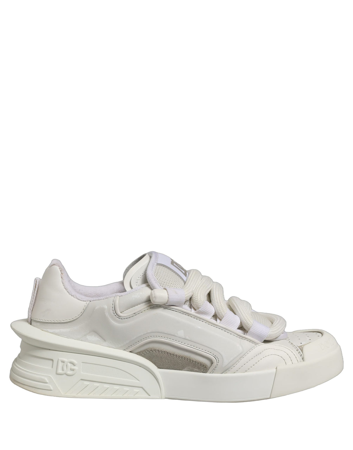 Dolce & Gabbana White Leather Portofino Space Sneakers Men's Shoes (Pre-Owned)