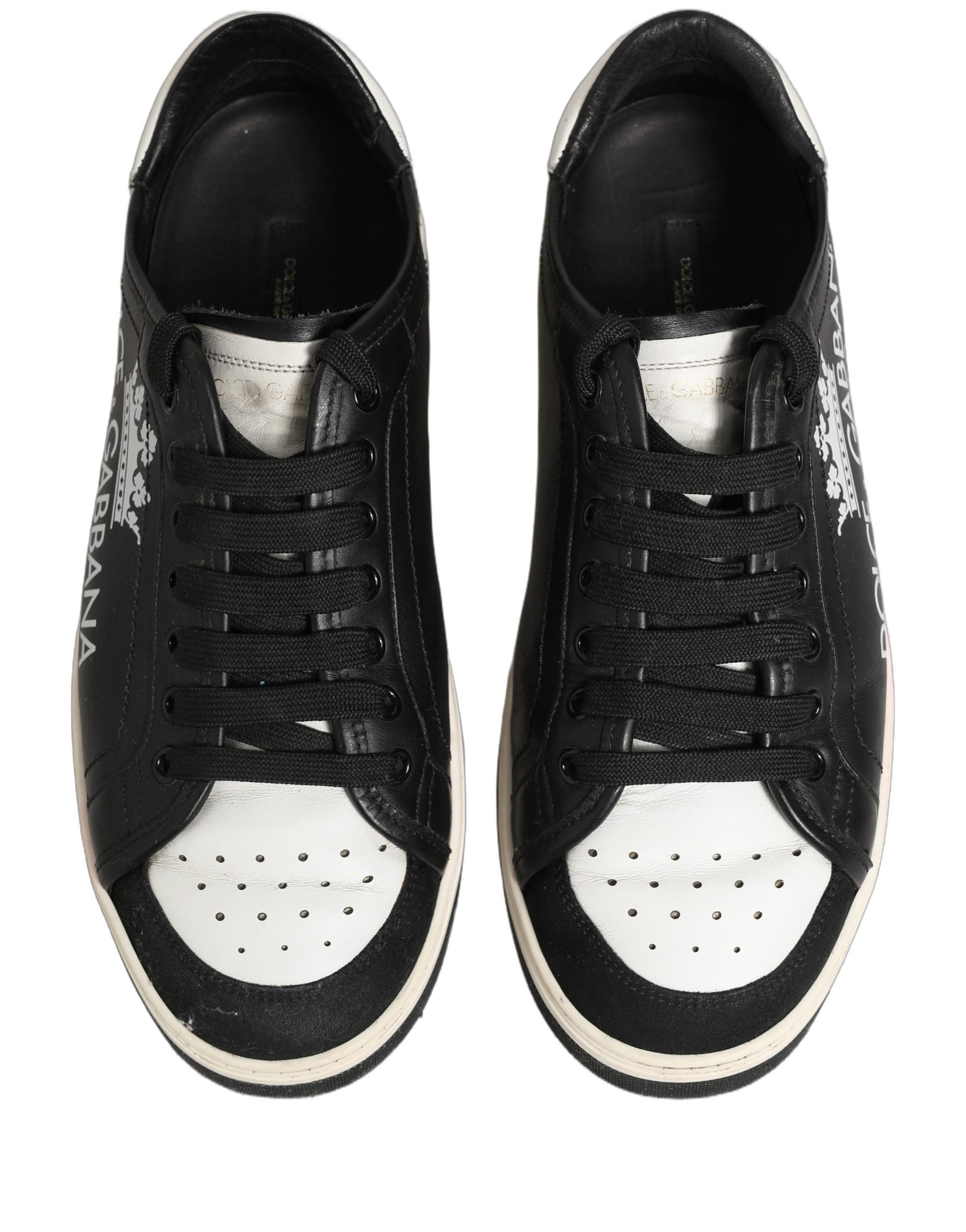 Dolce & Gabbana Black Leather Crown Milano Men Sneakers Men's Shoes (Pre-Owned)