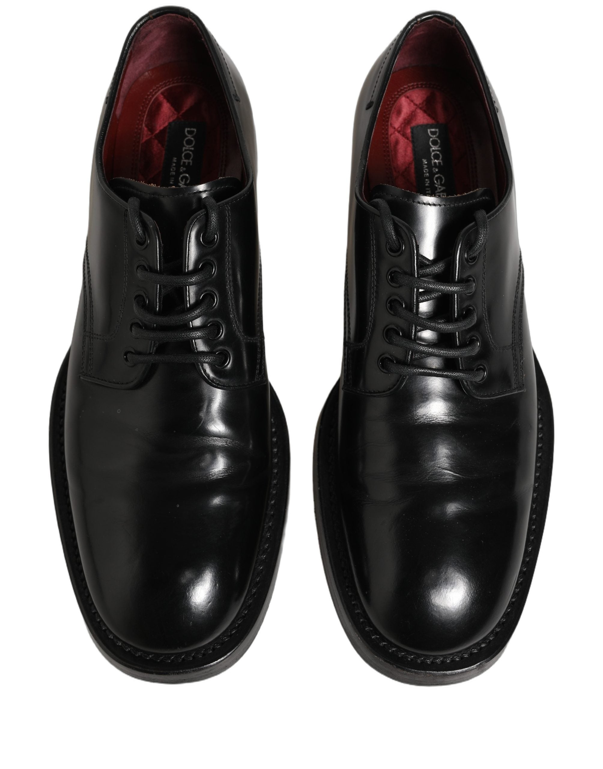 Dolce & Gabbana Black Leather Lace Up Derby Dress Men Men's Shoes (Pre-Owned)