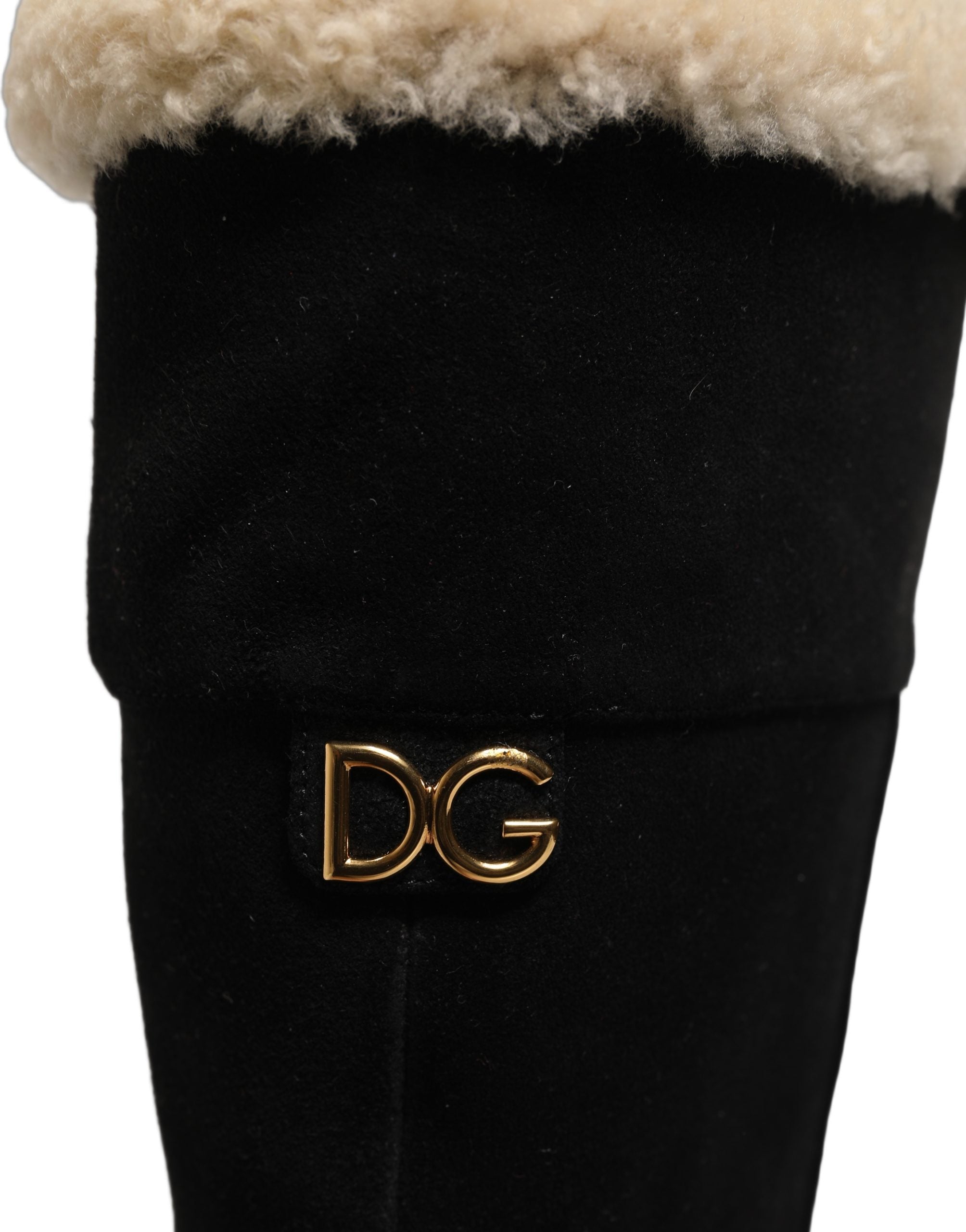 Dolce & Gabbana Black Suede Leather Knee High Boots Women's Shoes