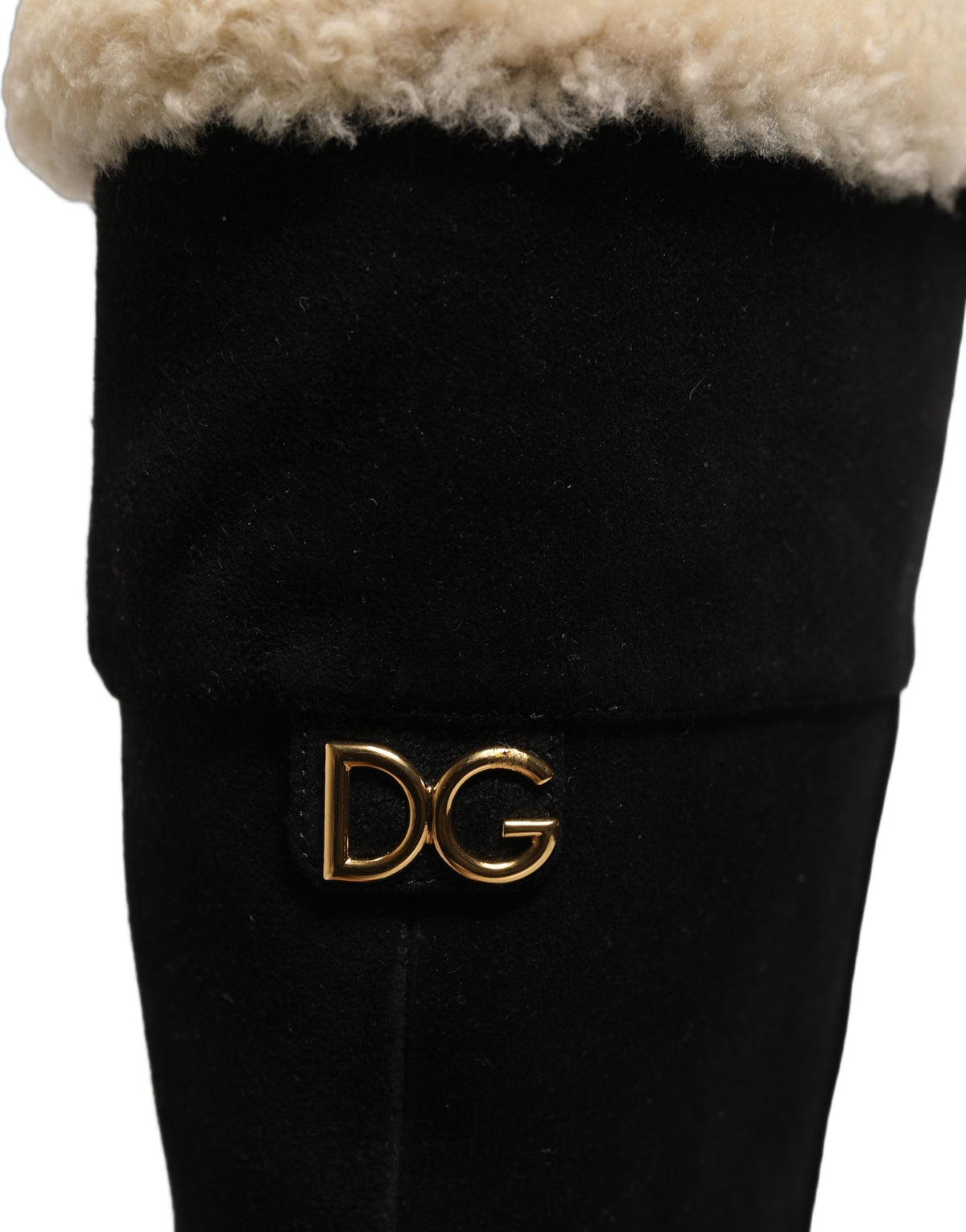 Dolce & Gabbana Black Suede Leather Knee High Boots Women's Shoes