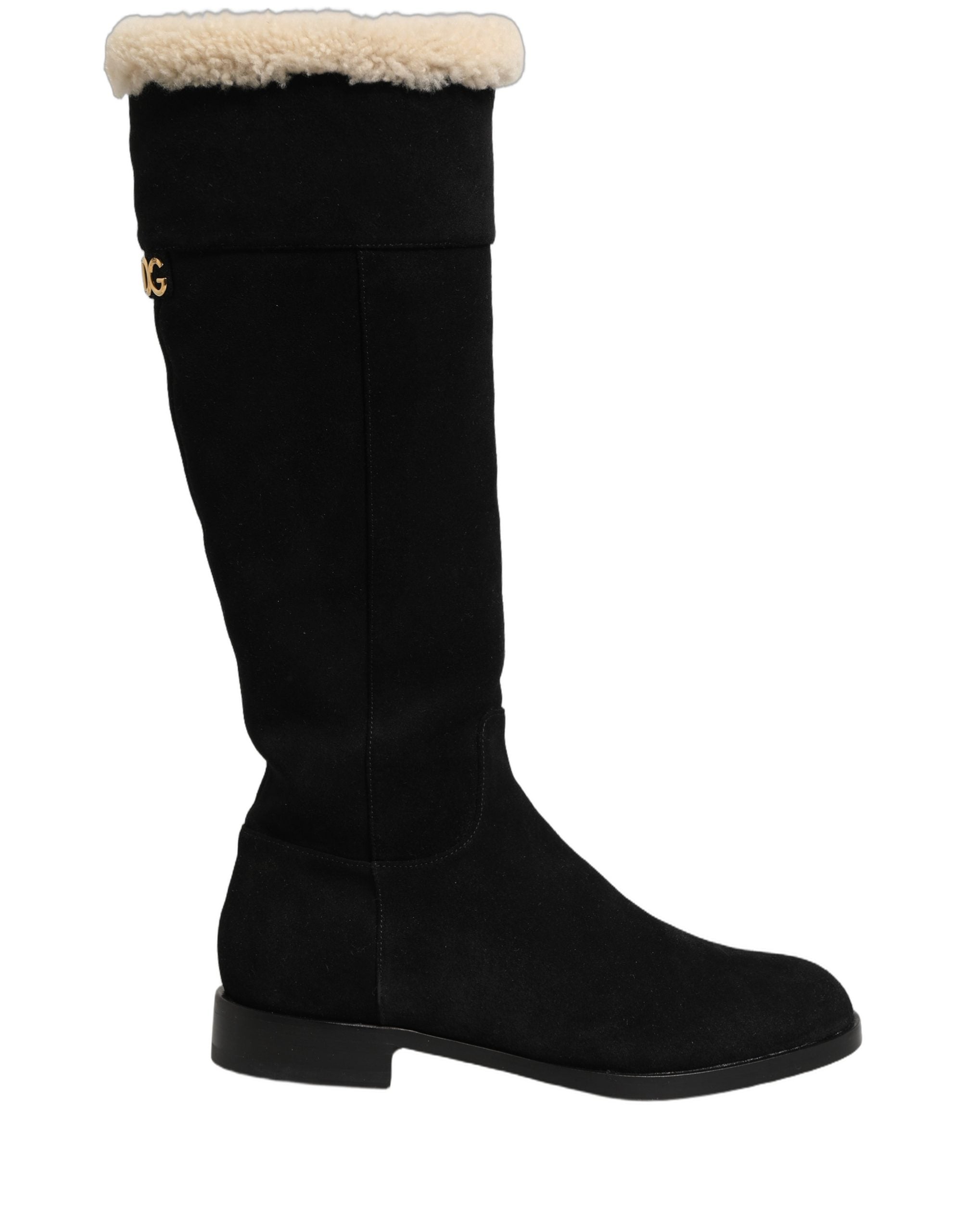 Dolce & Gabbana Black Suede Leather Knee High Boots Women's Shoes