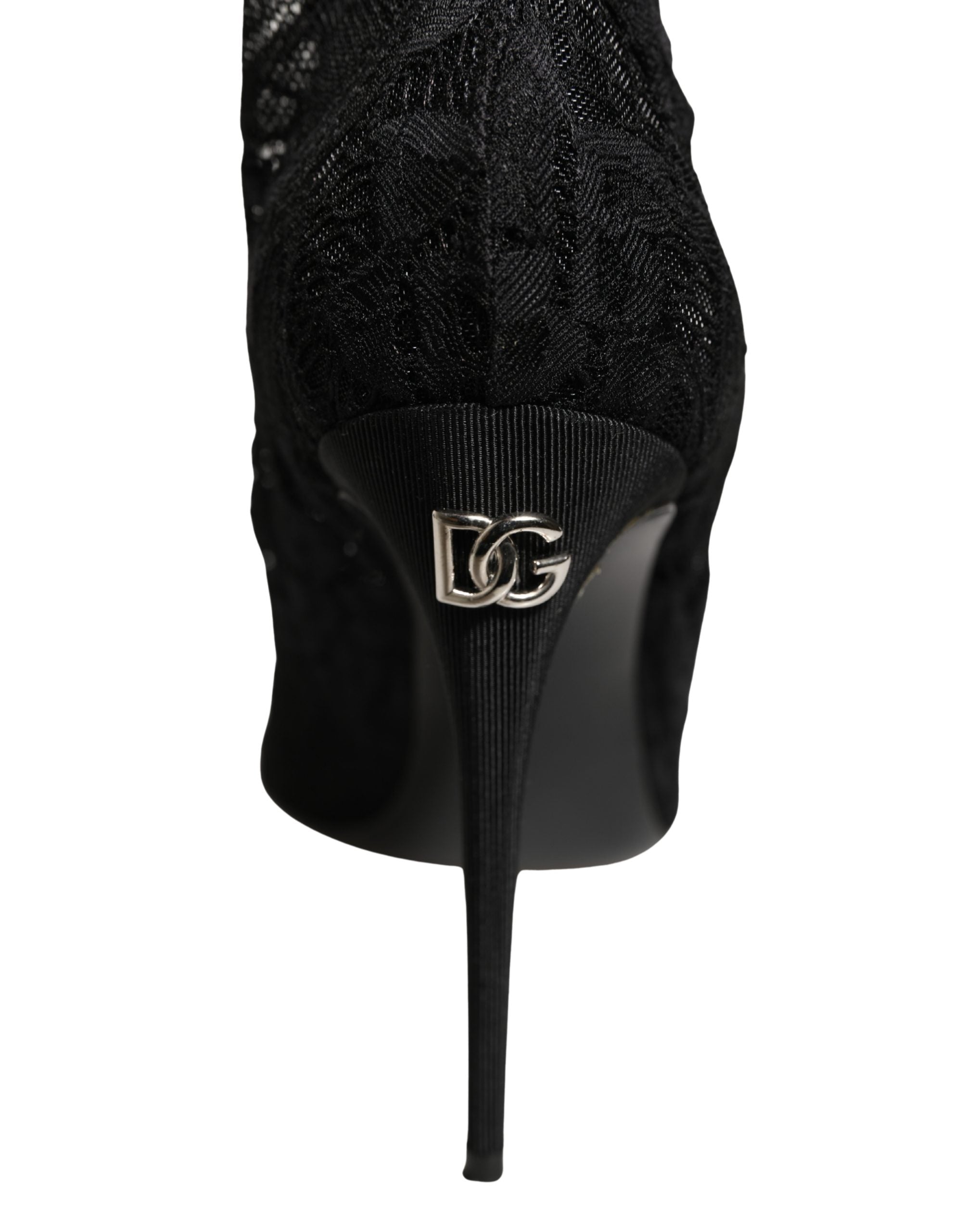 Dolce & Gabbana Black Taormina Lace Socks Boots Pumps Women's Shoes (Pre-Owned)
