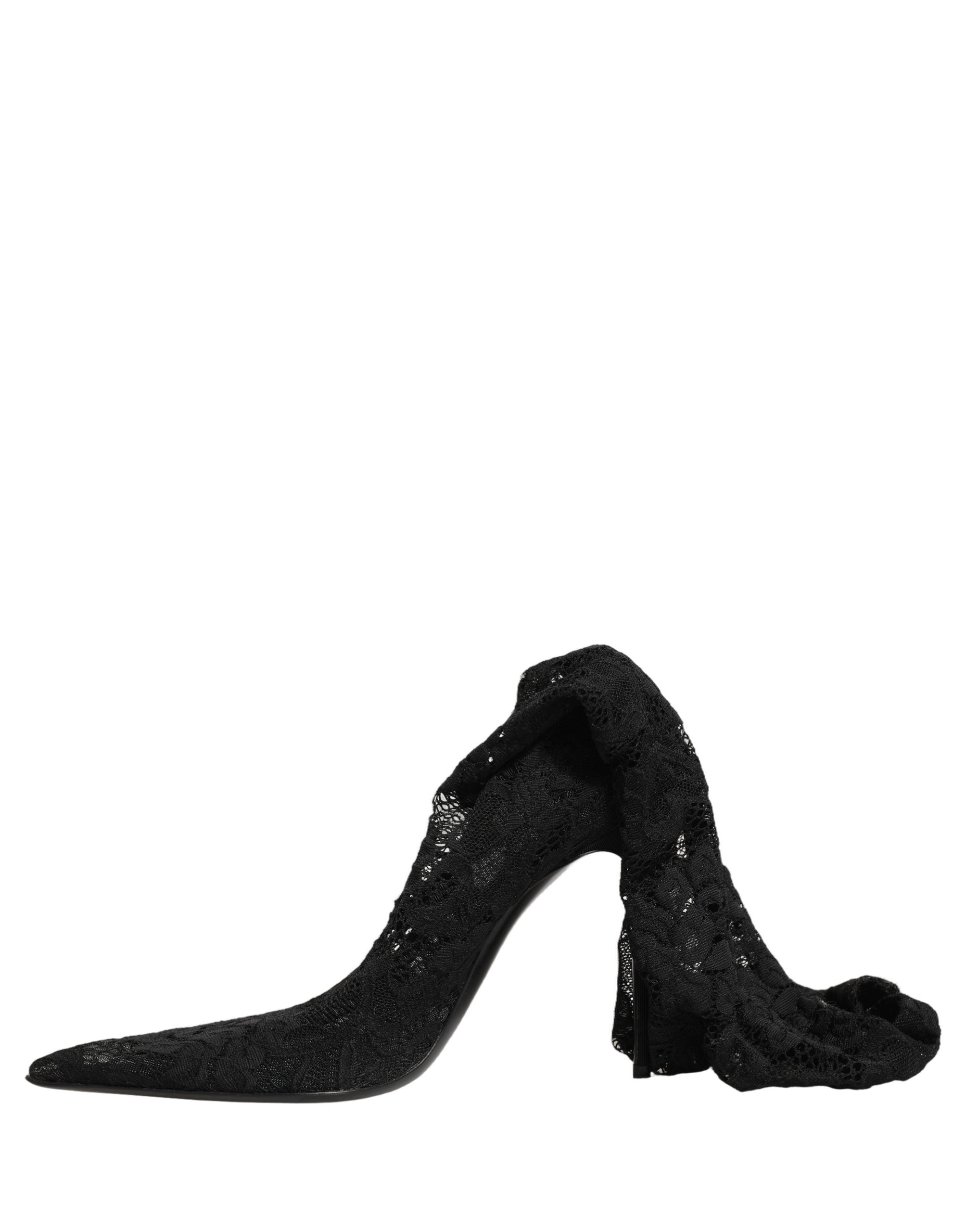 Dolce & Gabbana Black Taormina Lace Socks Boots Pumps Women's Shoes (Pre-Owned)